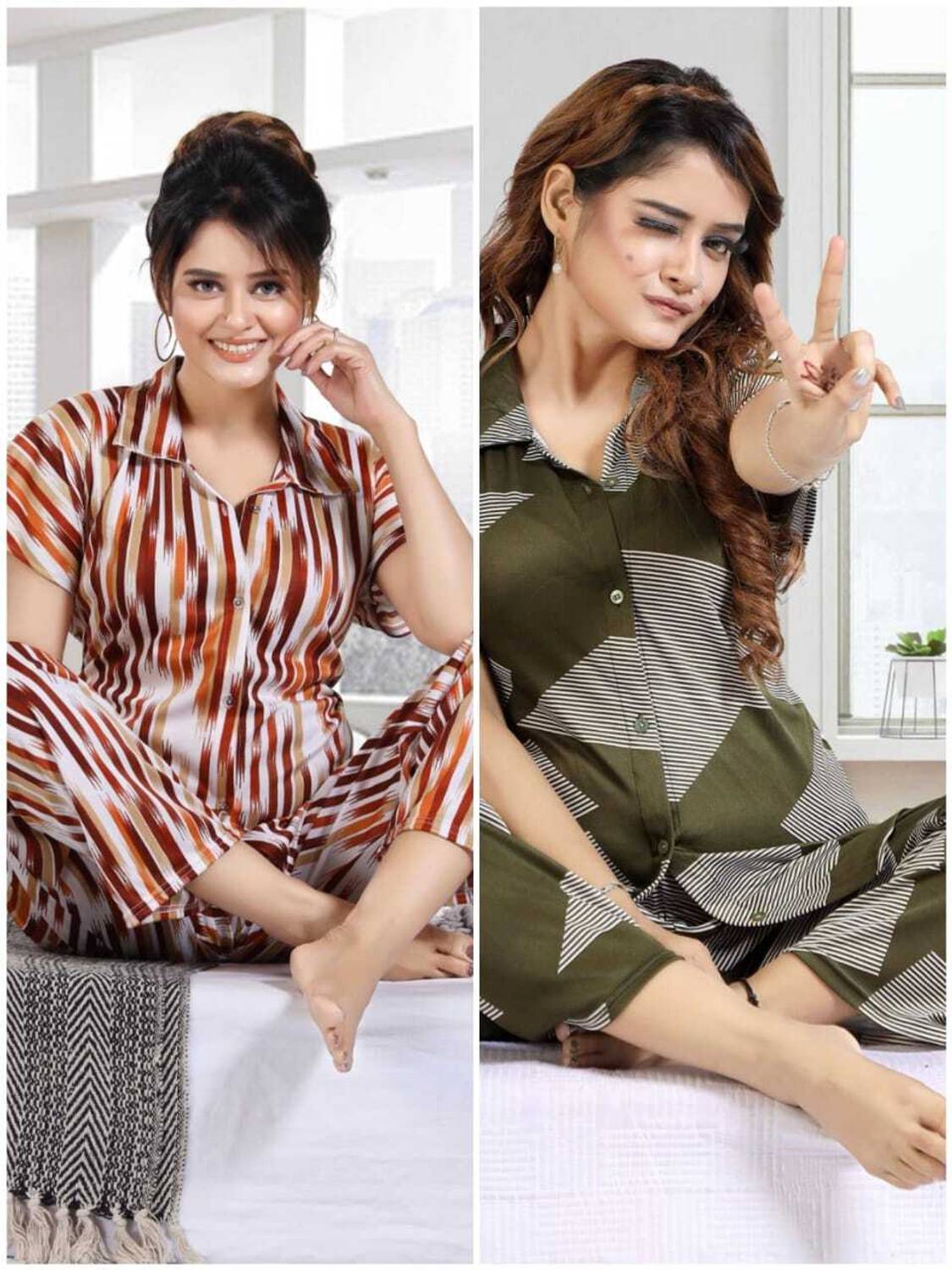 capasino Women Printed Multicolor Shirt & Pyjama set
