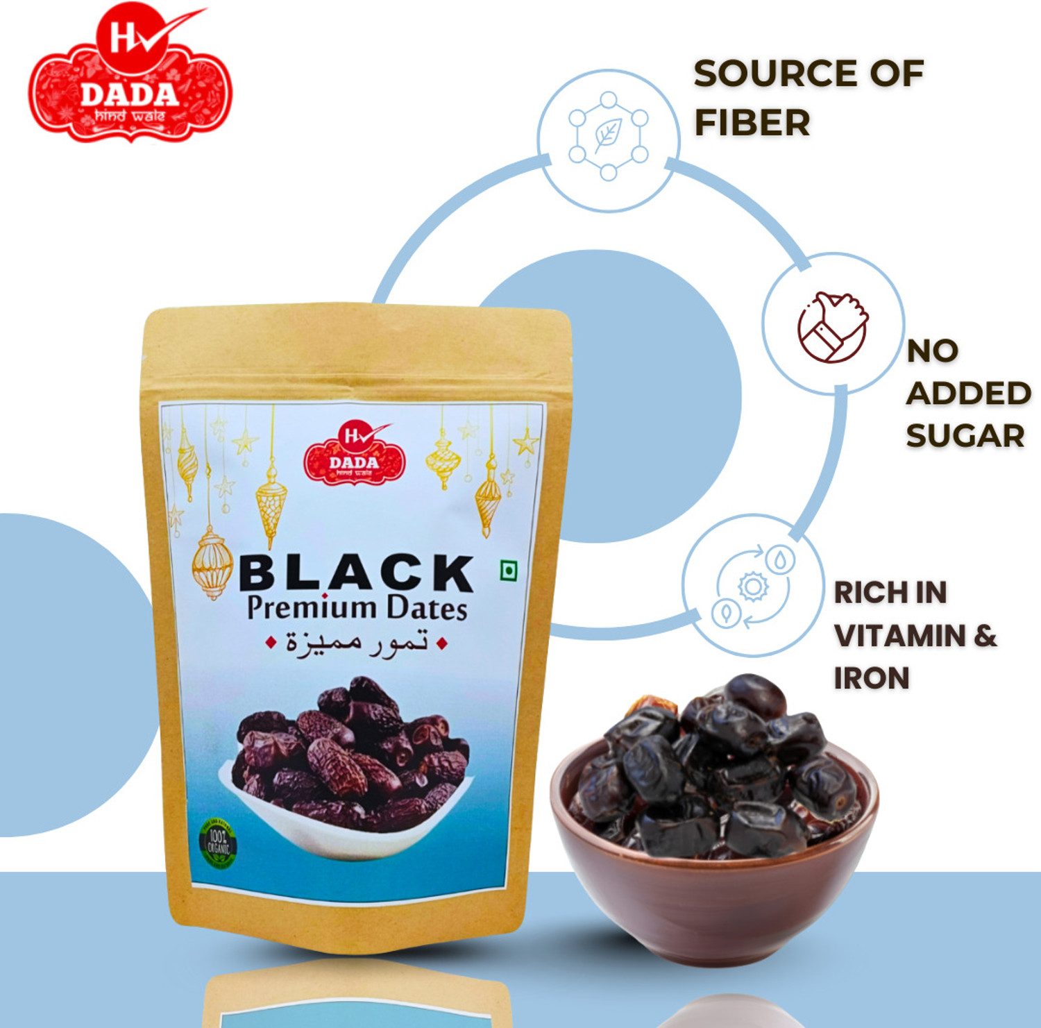Image of DADA Premium Black Dates | Natural Healthy Dry Fruits for Daily Energy Dates