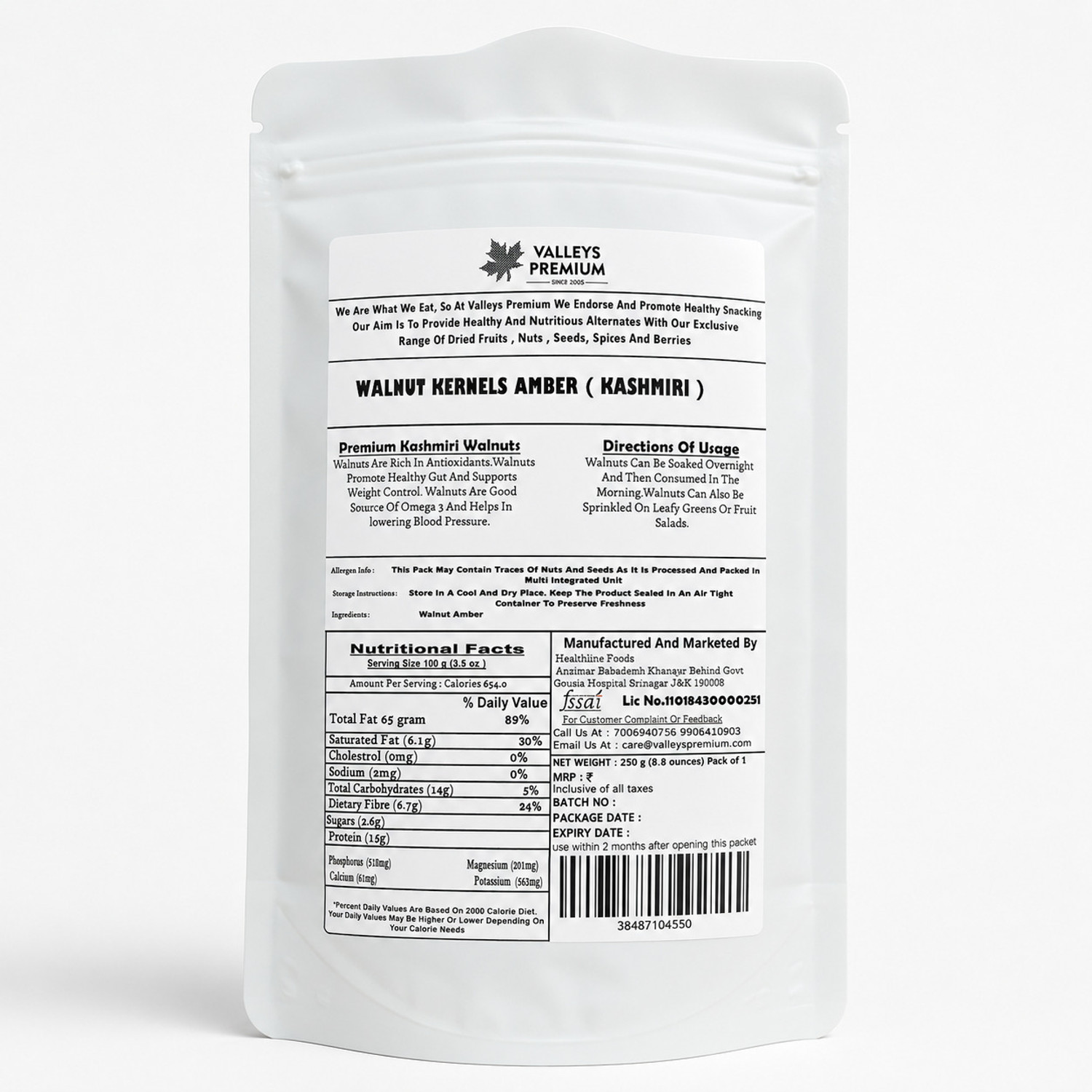 Image of Valleys Premium Kashmiri Amber Walnut Akhrot Giri Walnuts