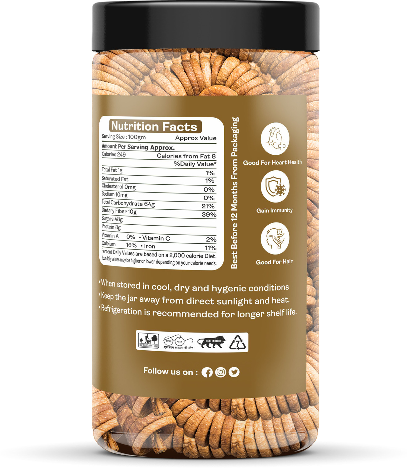 Image of GRANIC FARMS Dried Afghani Anjeer|Premium Figs) Dried Anjeer| Figs