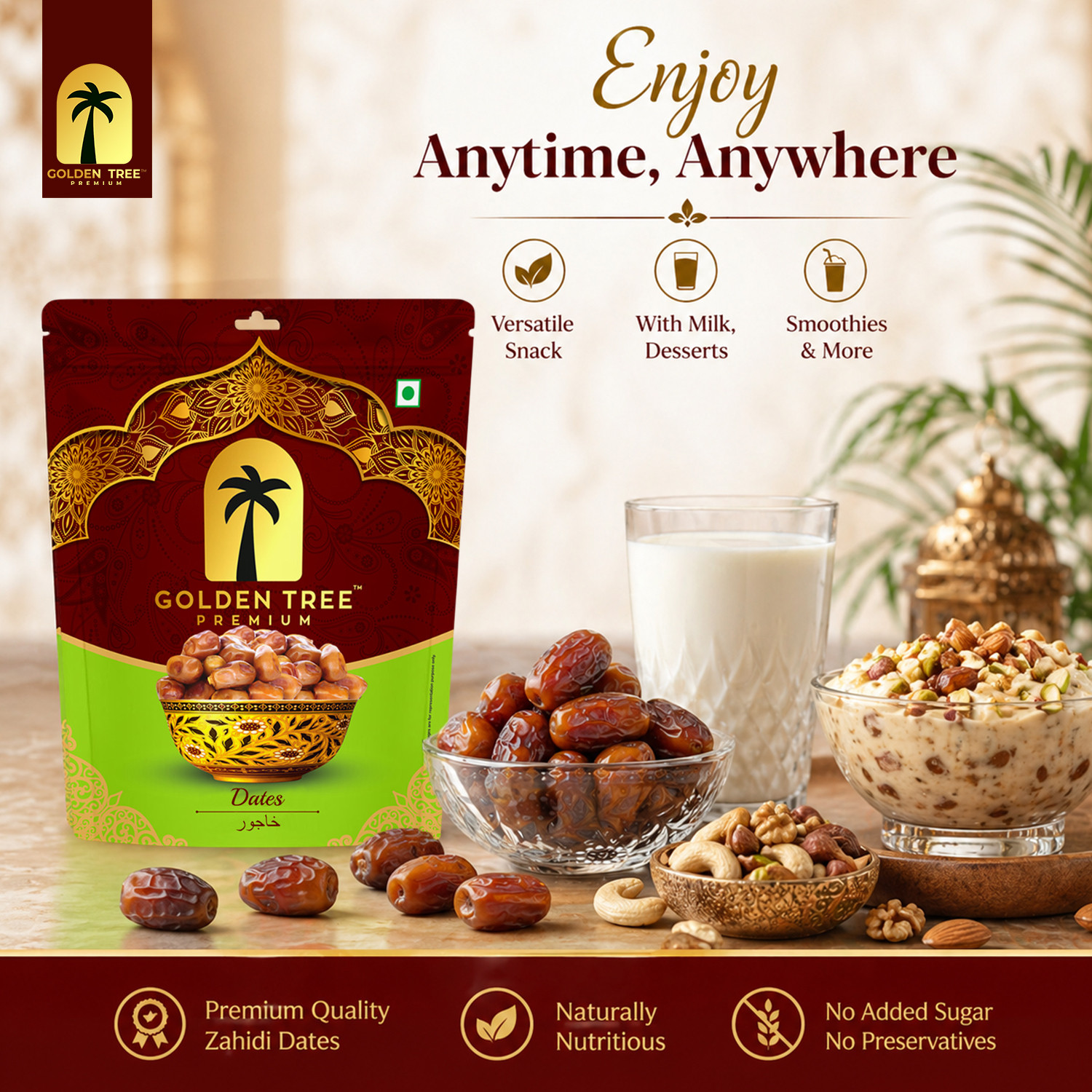 Image of Golden Tree 100% Pure & Fresh Khajoor| Deliciously Sweet| Rich in Fibre Naturally Energizing Dates
