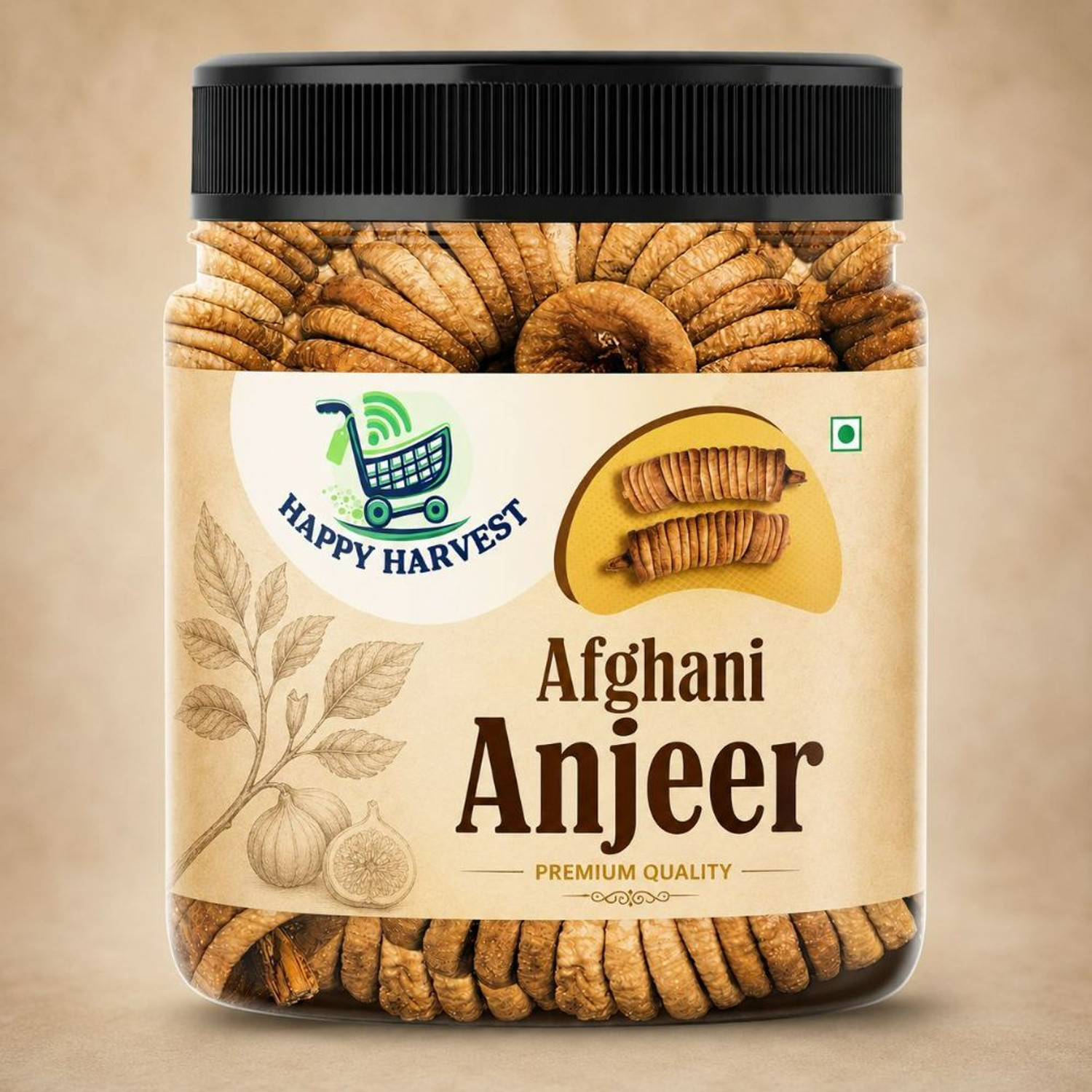 Image of Happy Harvest Anjeer Dry Fruits || Dried Figs- 1 kg-JAR Packing Figs (1000g) Figs Figs