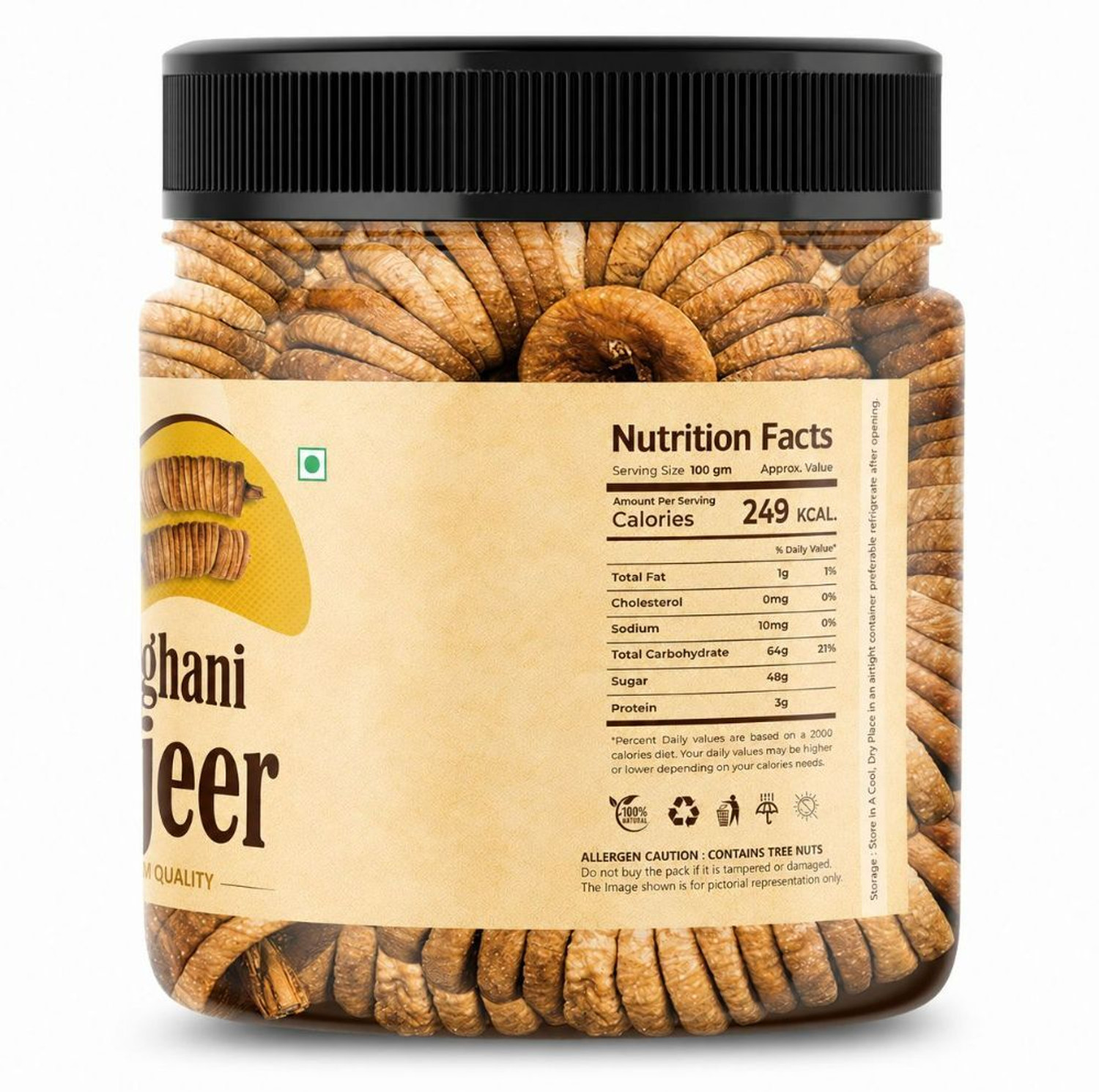 Image of Happy Harvest Anjeer Dry Fruits || Dried Figs- 1 kg-JAR Packing Figs (1000g) Figs Figs
