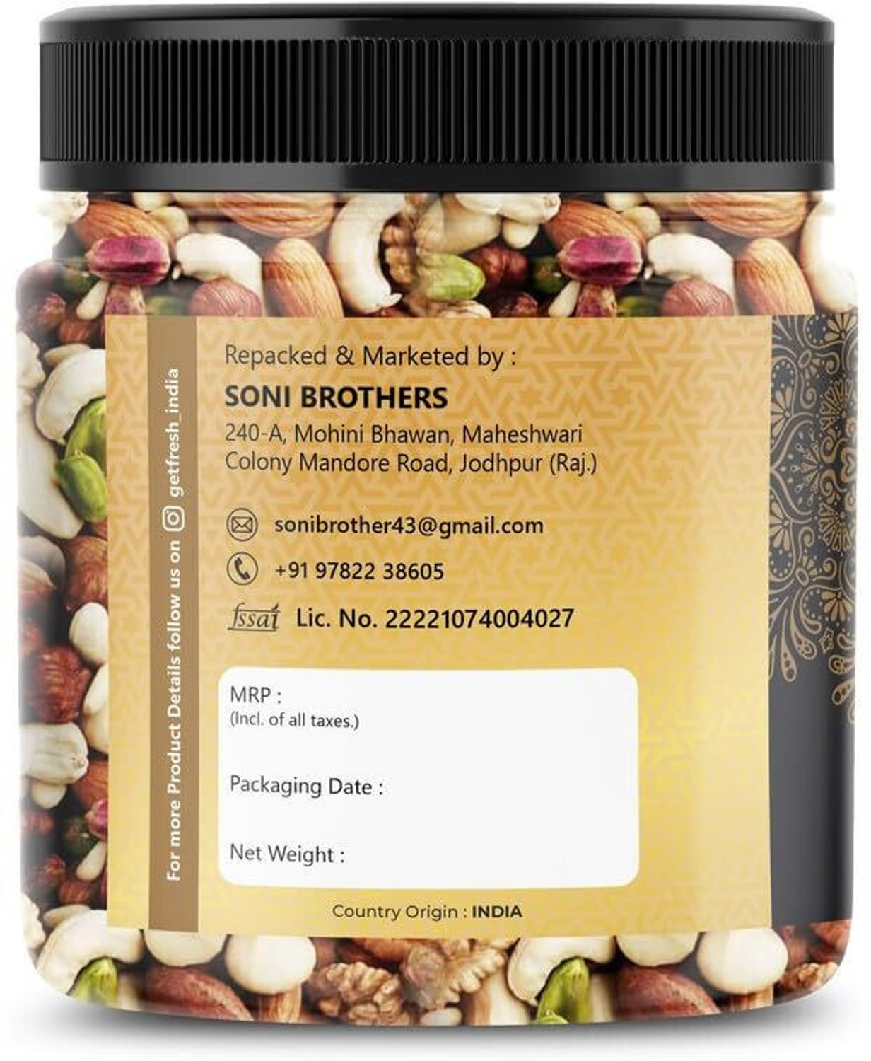 Image of GET FRESH Ultimate Healthy Nutmix Jar | Almonds, Cashews, Raisins, Pista & More Assorted Fruits & Nuts