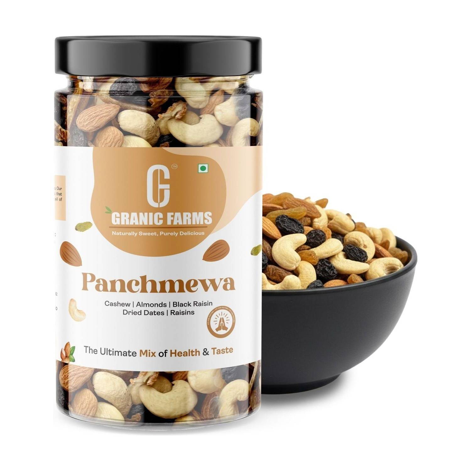GRANIC FARMS Mix Dry Fruits | Panchmeva | Almond|Cashew|Dates|Black Raisin|Green Raisin|
