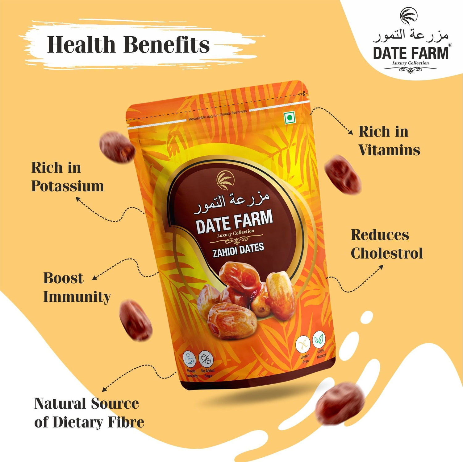 Image of DATE FARM Zahidi Luxury & 100% Natural Arabian Khajur|Boosts Immunity|No Added Sugar Wet Dates