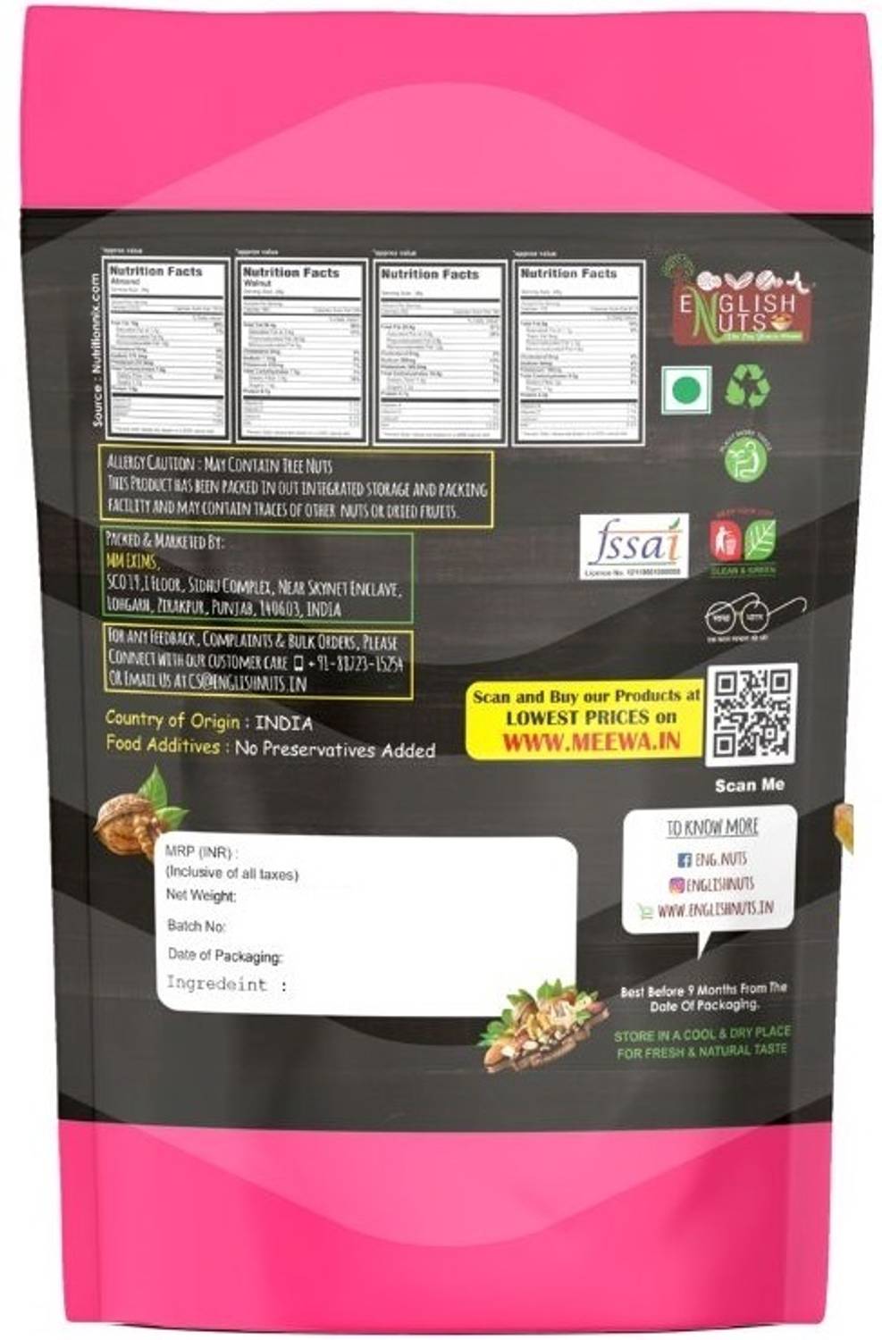 ENGLISH NUTS Walnut Kernels 1 Kg Premium Quarter Without Shell