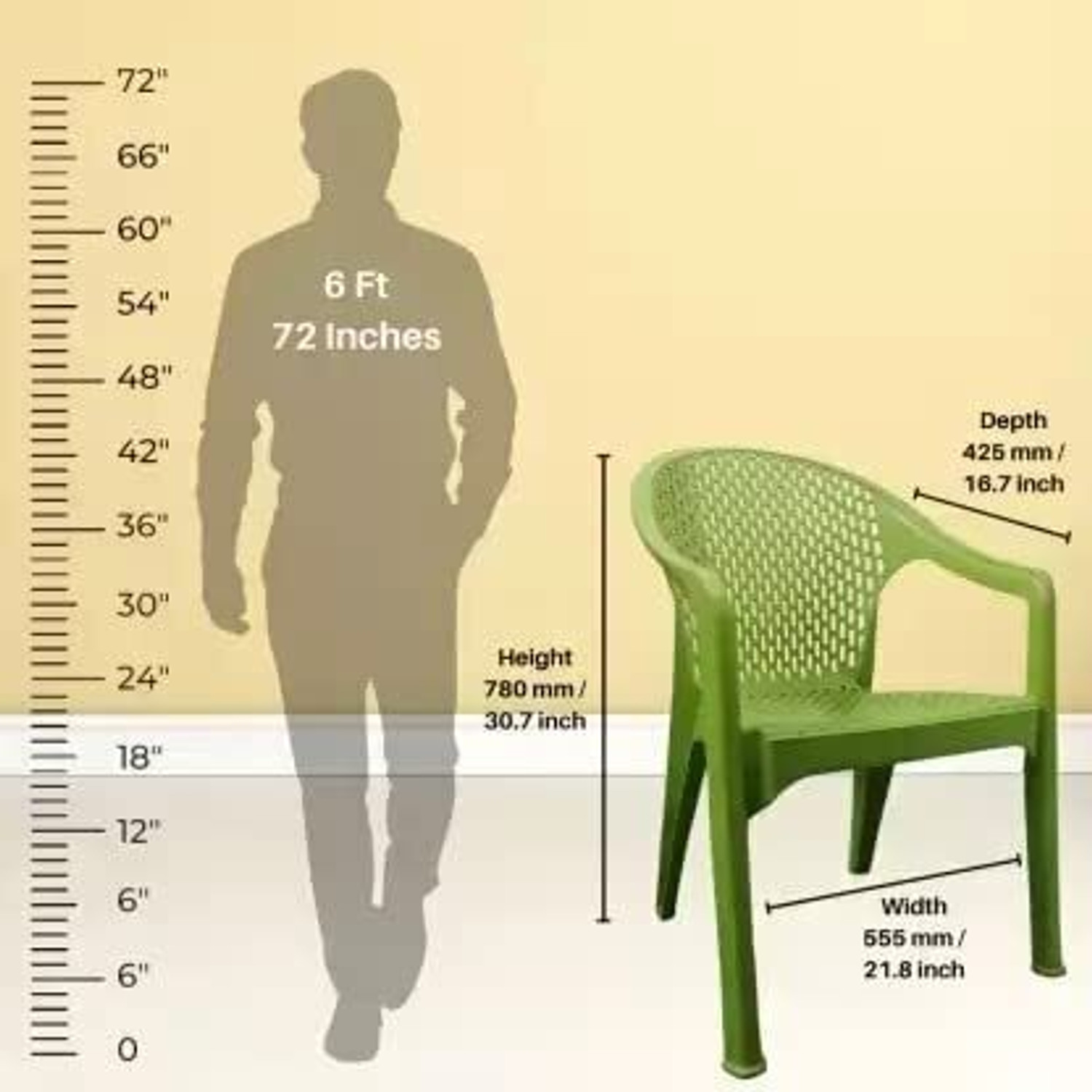 Image of COMFORT Creation Tycoon Plastic Chair Outdoor Indoor Dining Room, Bedroom Plastic Living Room Plastic Living Room Chair