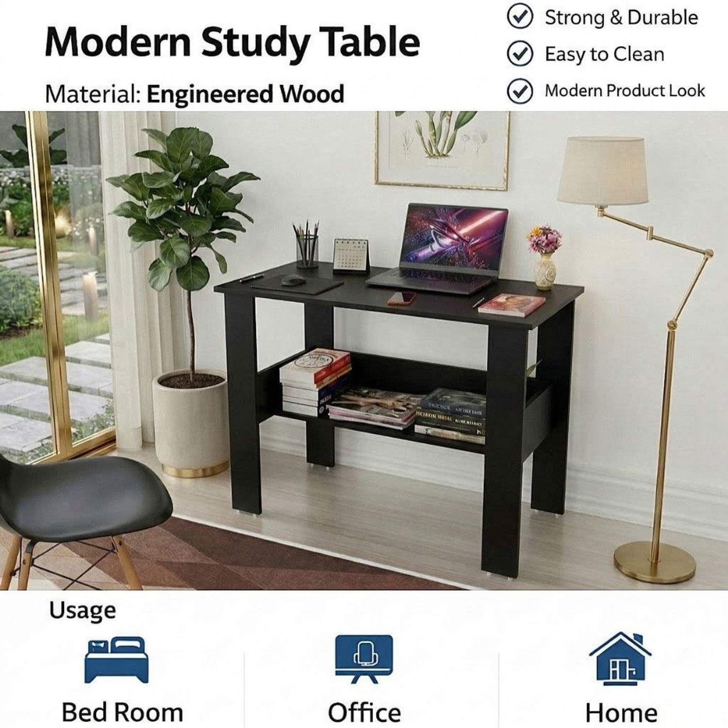 Image of Flipkart Perfect Homes Portable Workstation Computer Desk with Storage, For Office, Home Engineered Wood Computer Desk