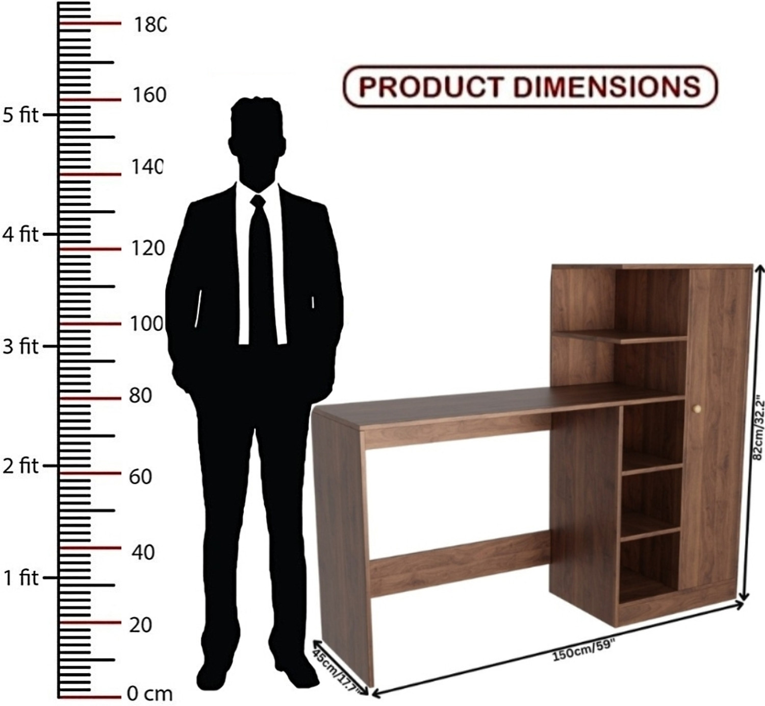 Image of Flipkart Perfect Homes Multipurpose Portable Study Desk with Hutch Storage & Shelves for Home Office Engineered Wood Study Table