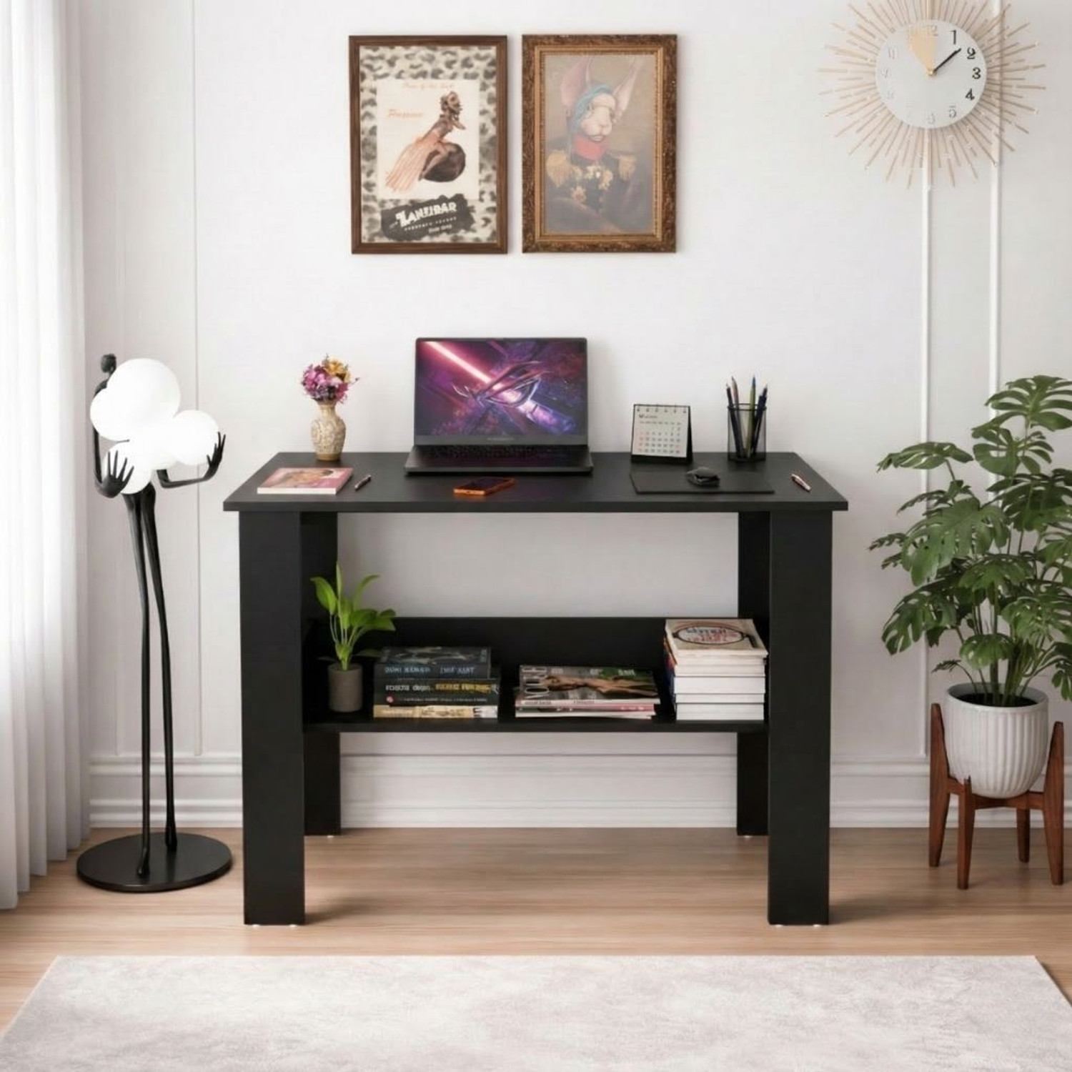 Image of Flipkart Perfect Homes Portable Workstation Computer Desk with Storage, For Office, Home Engineered Wood Computer Desk