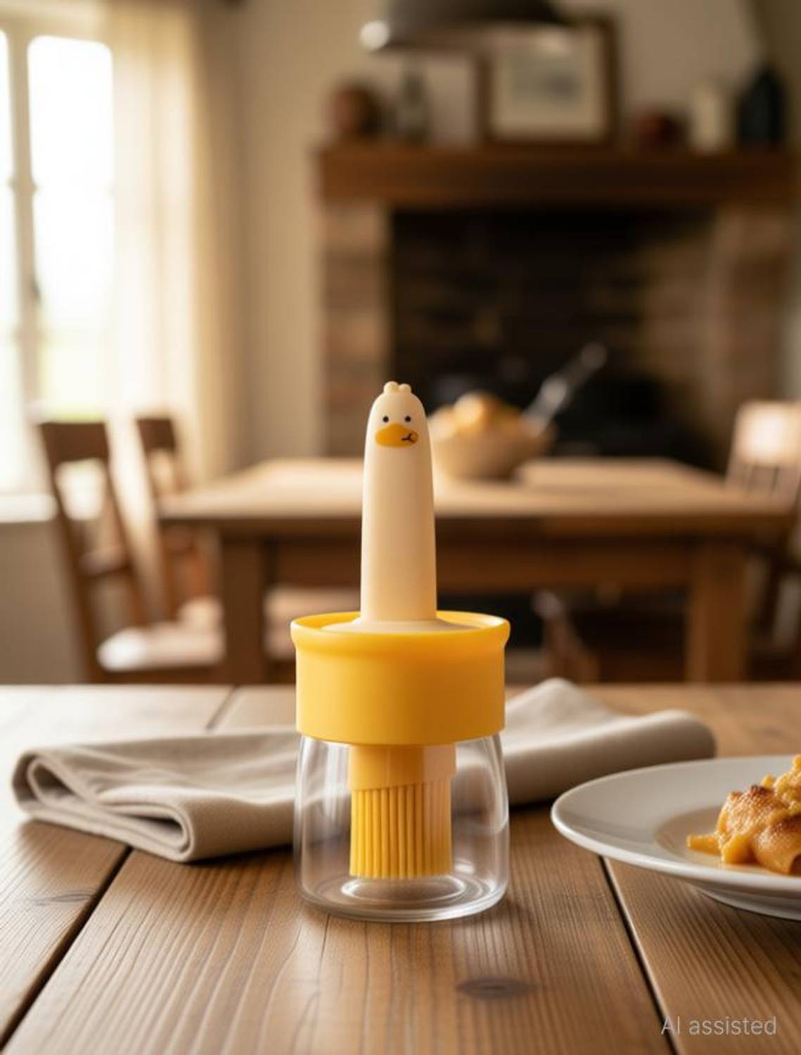 ADMONITION Olive Oil Measuring Dispenser Bottle with Silicone Brush for Cooking PACK OF 01 SILICON Round Pastry Brush