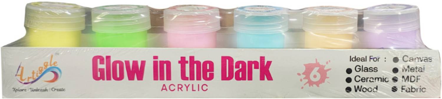 ARTIGGLE Acrylic Colour Set 6 x 20 ml Glow in The Dark