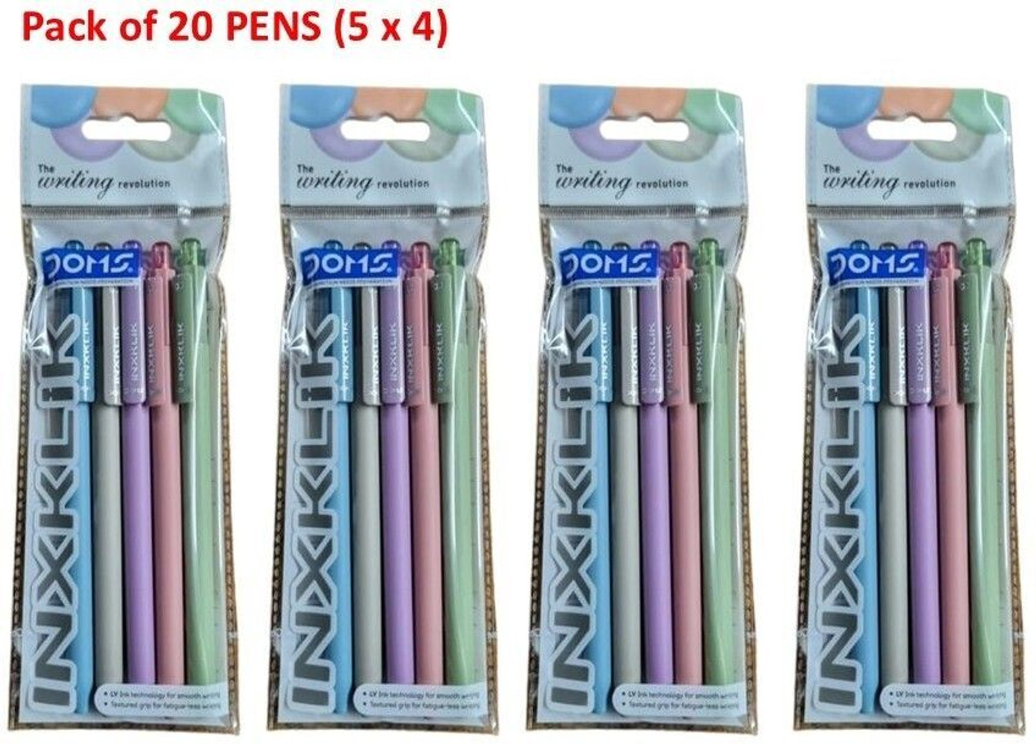 Image of DOMS INXKLIK | 0.7mm click Ballpen | Blue Ink | Pack Of 20| Smooth Click | Ball Pen
