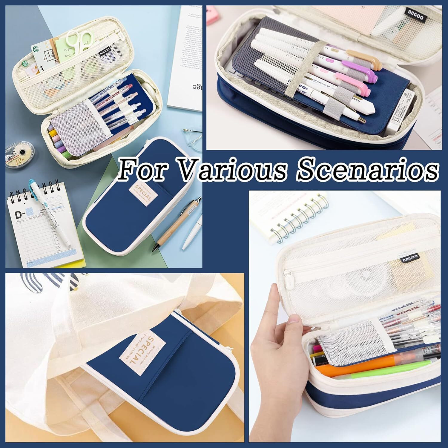 Image of Pinopa Double Layer zipper Stationery pouch aesthetic look suitable for students and professionals Art Polypropylene Pencil Boxes