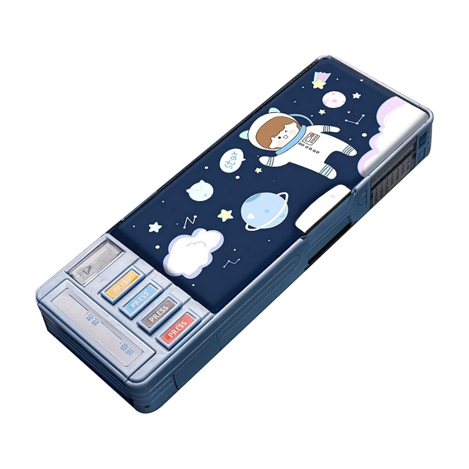 Image of vworld space boy Art Plastic Pencil Box (Set of 1, Multicolor)