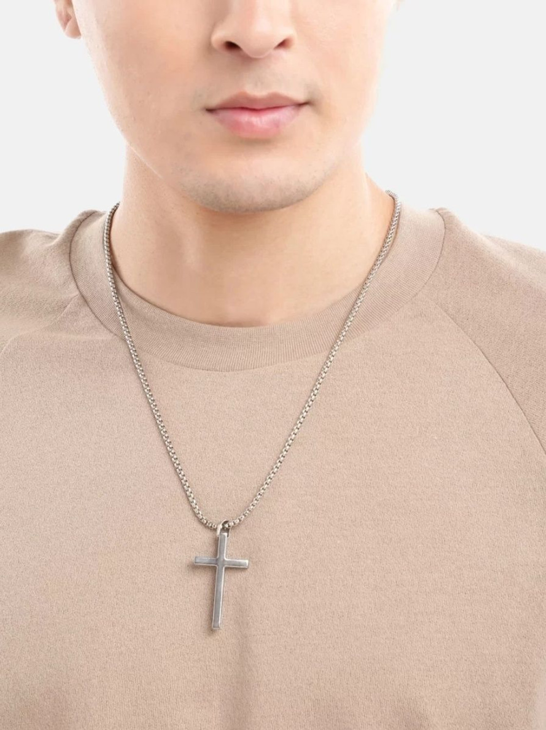 Image of Harsh Enterprises religious lord jesus crusifix cross pendant necklace with chain Silver Stainless Steel