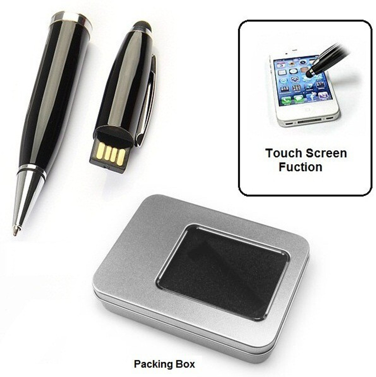 Image of Nexshop Genuine Z Black Pen Style Flash Drive USB Hidden Connector 32 GB Pen Drive Compatible with Gaming Console, Desktop Computer, Tablet, Audio Player, Television, Laptop USB 2.0 Metal Case