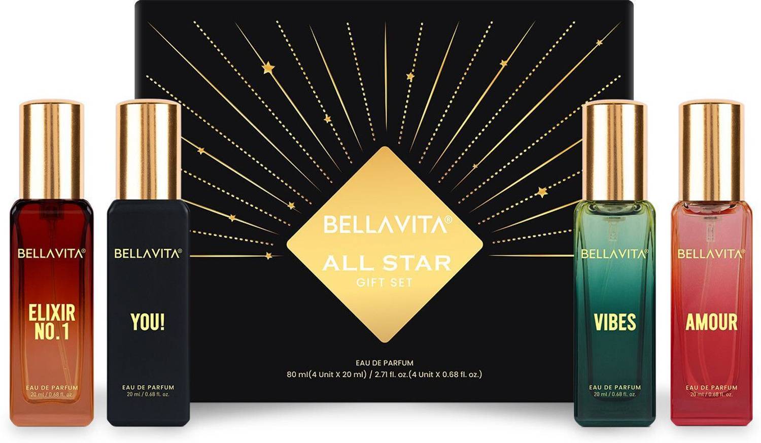 BELLAVITA ALL STAR Perfume Gift Set Pack of 4 · 20 ml (80 ml total) - Image 1