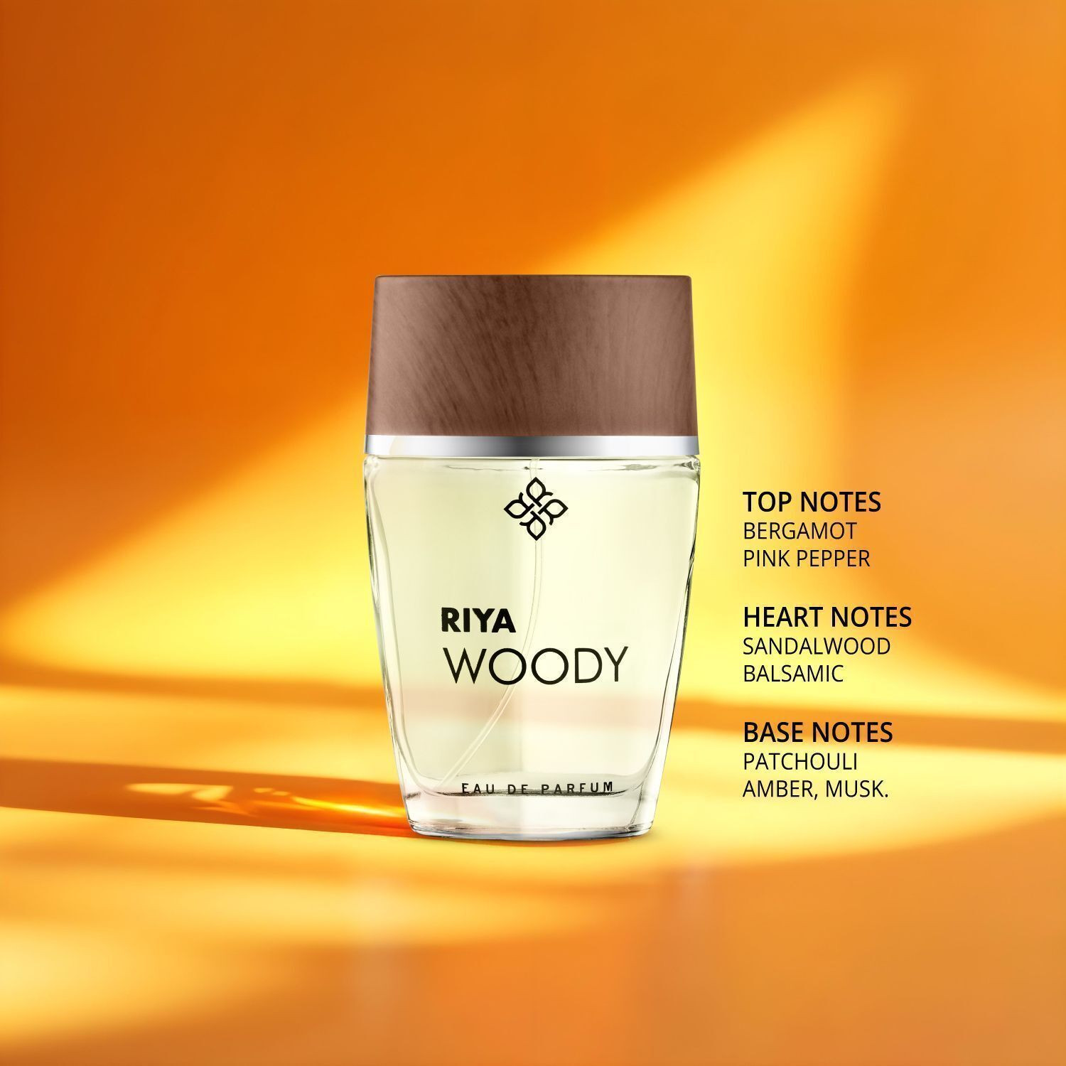 Image of RIYA Woody Perfume | Long Lasting Fragrance | Bergamot and Pink Pepper Eau de Parfum - 100 ml