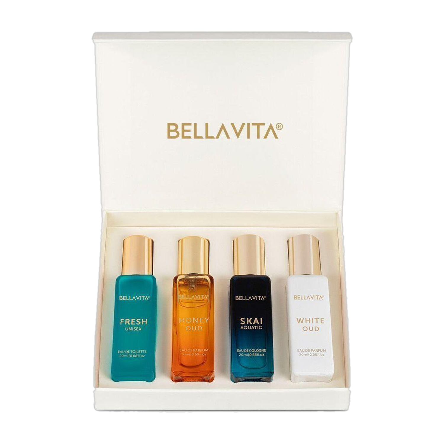 BELLAVITA Luxury Unisex Perfume Gift Pack of 4 · 20 ml (80 ml total)