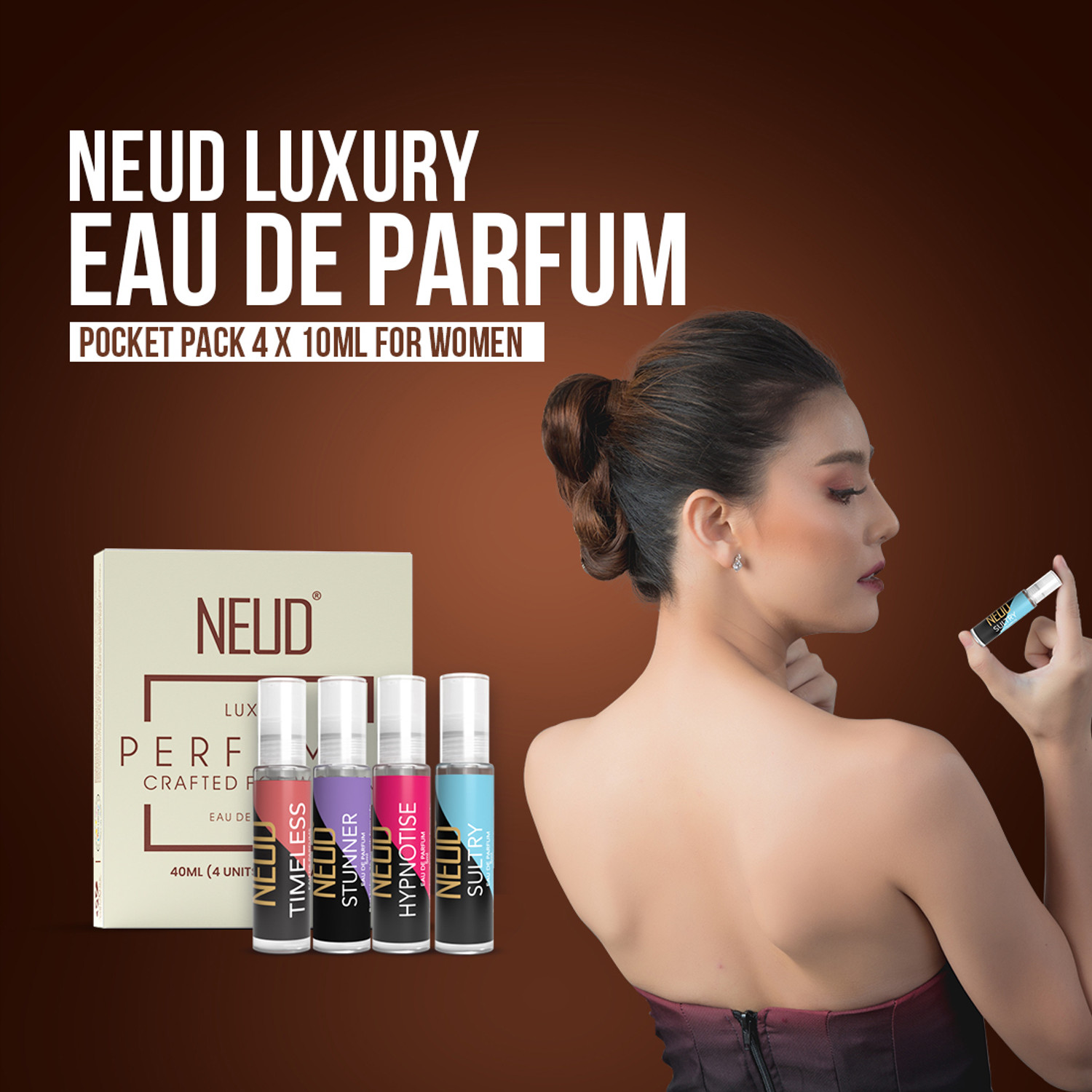 Image of NEUD Luxury Perfume Gift Set for Women, Long Lasting Fragrance, 2 Pack - 4x10ml Each Eau de Parfum - 80 ml