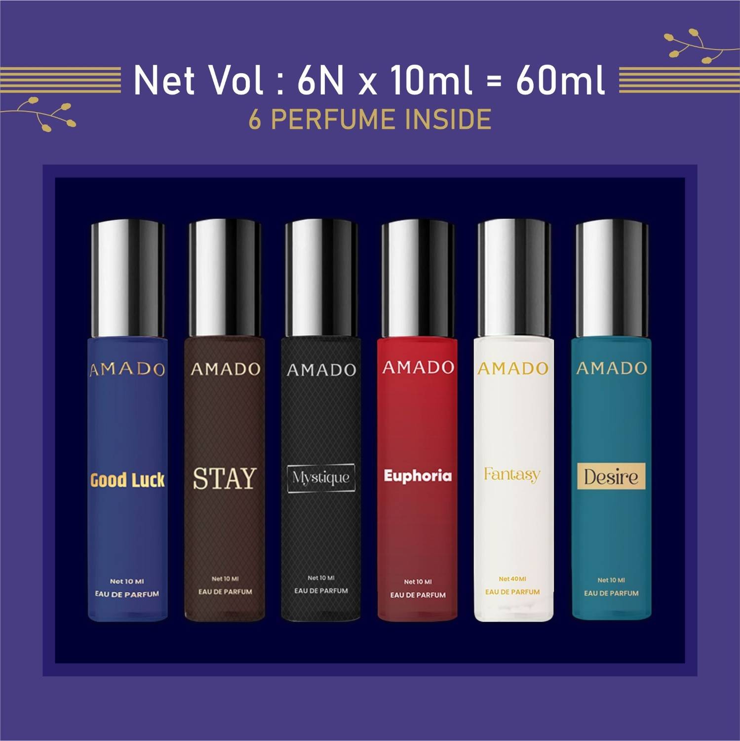 Amado Valentine Gift Set 6x10ml Eau Pack of 6 · 10 ml (60 ml total) - Image 1