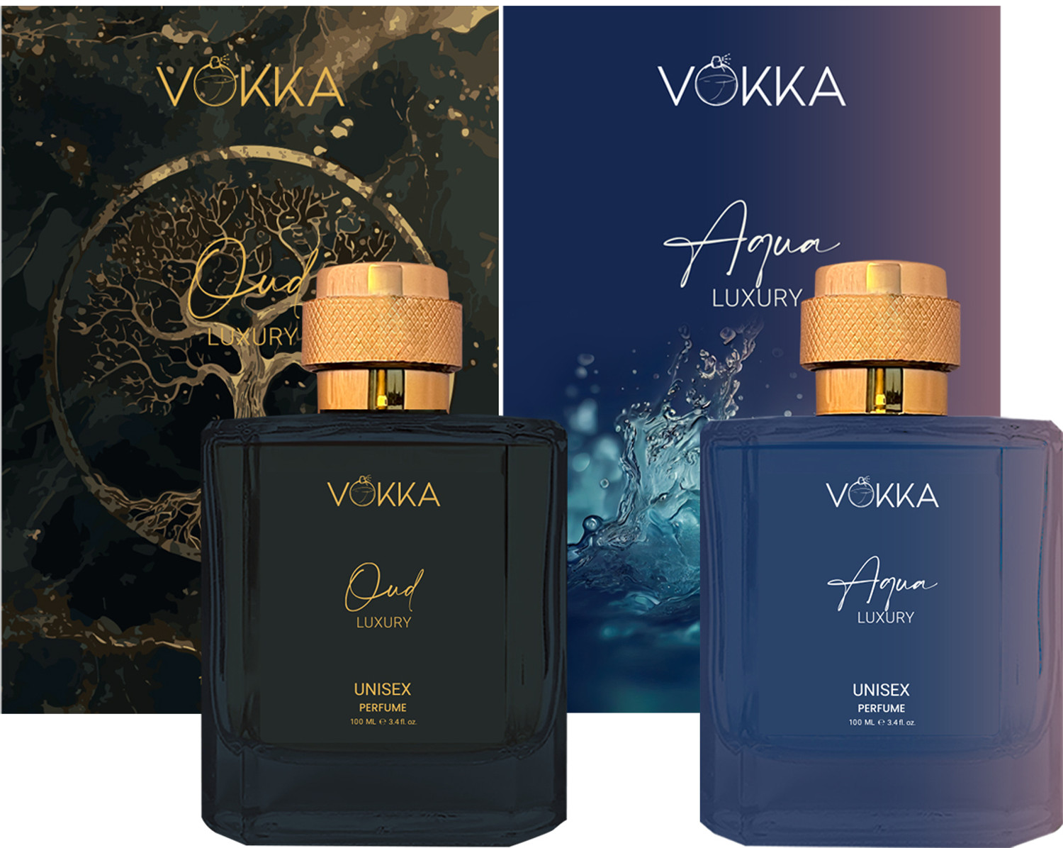 Image of VOKKA Oud & Aqua Unisex Luxury Long Lasting Woody Aquatic Perfume Gift Set| Eau de Parfum - 200 ml