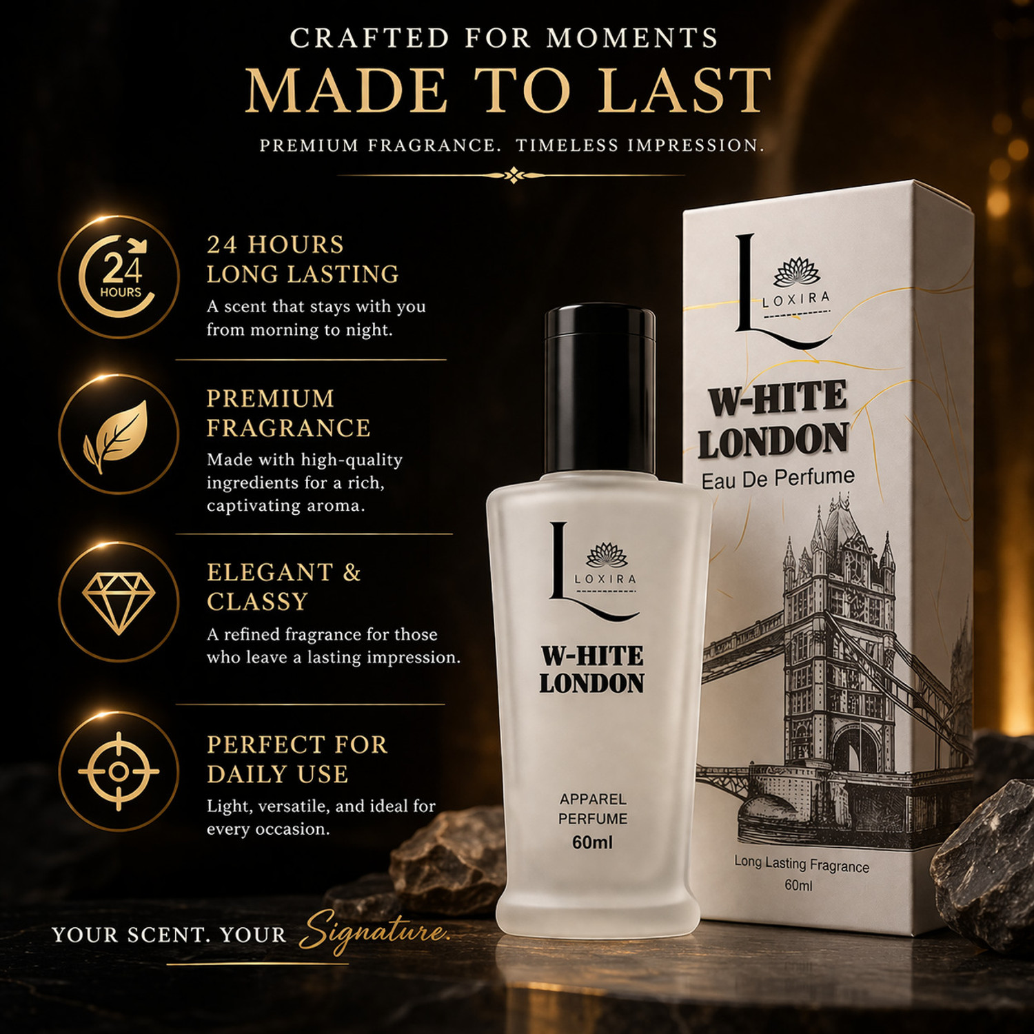Image of Loxira White London Perfume 60ml Strong Perfume for Men Women Premium Eau de Parfum - 60 ml (For Men & Women)