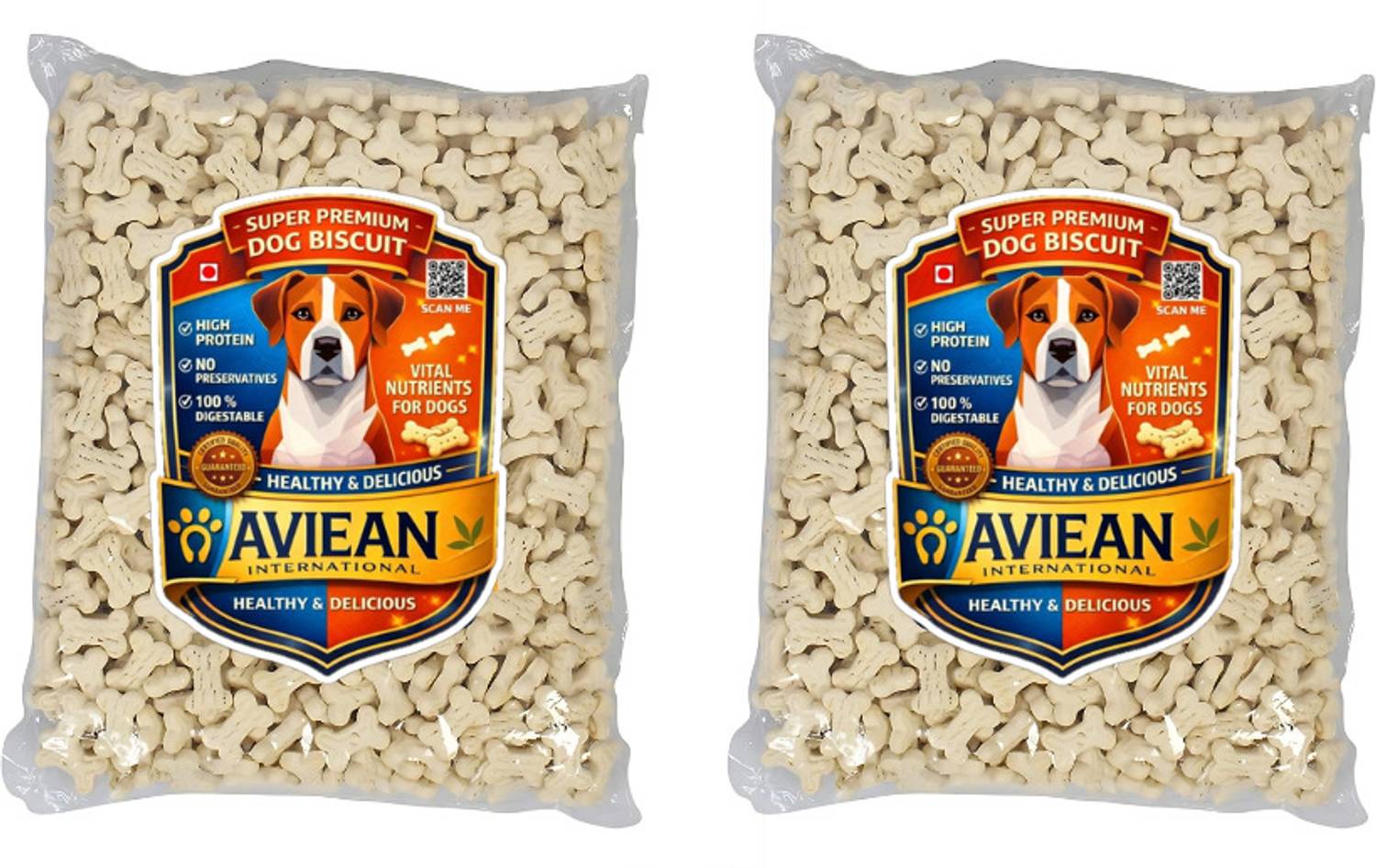 Aviean International 2Milk Biscuits Pack Of 2 (500*2)1.0 Kg Milk, Oats, Nuts Dog Treat