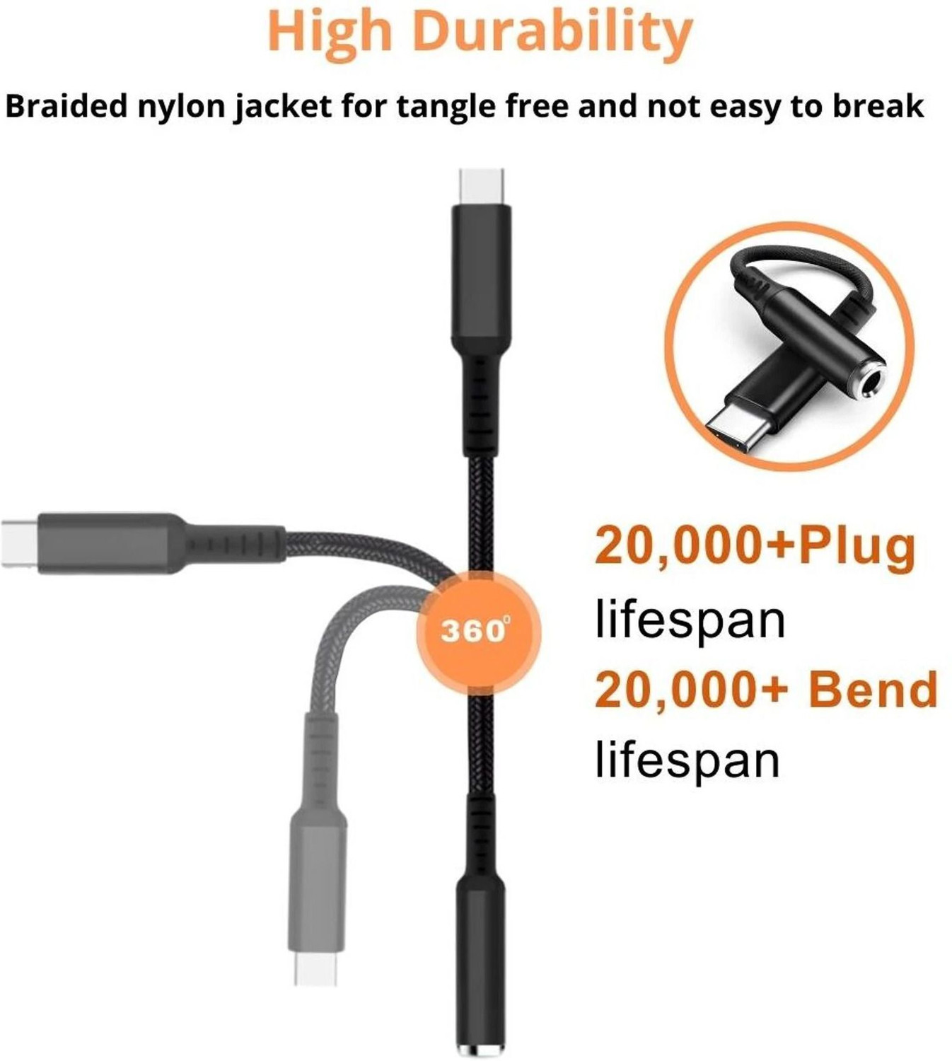 Image of CABTRONICS Black Type C to 3.5mm Audio Jack Cable, DAC Headphone /Earphone Converter Adapter 03 Phone Converter