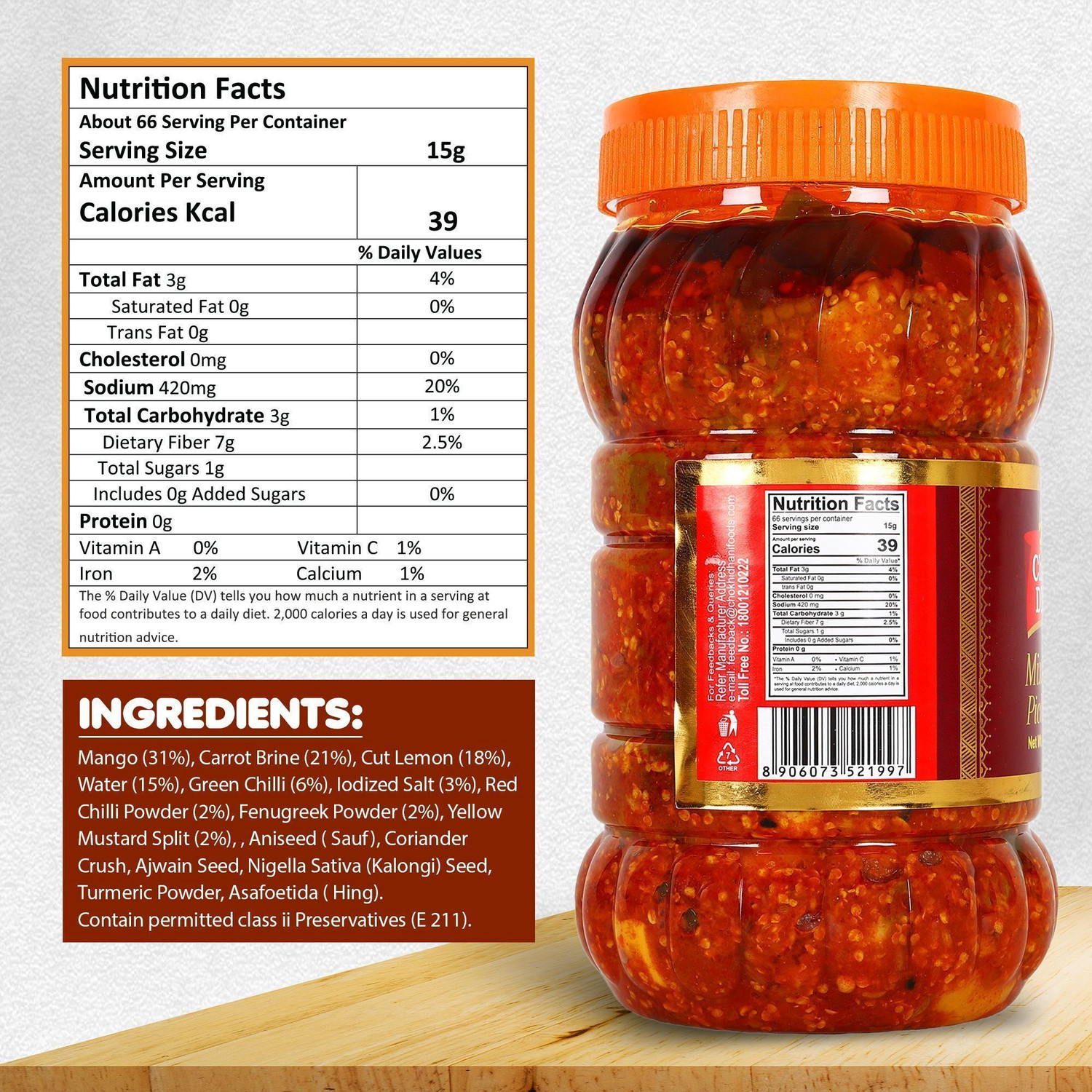 Image of Chokhi Dhani Foods Mix Achar Mango, Carrot, Lemon, Green Chilli Mixed Pickle