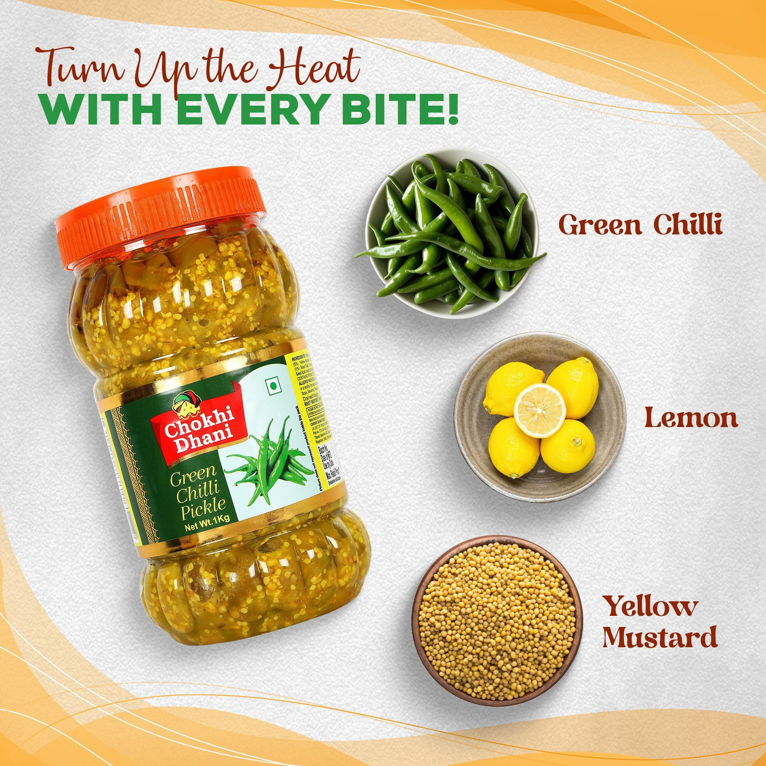 Image of Chokhi Dhani Foods Hari Mirchi Ka Achar 1 kg Green Chilli Pickle