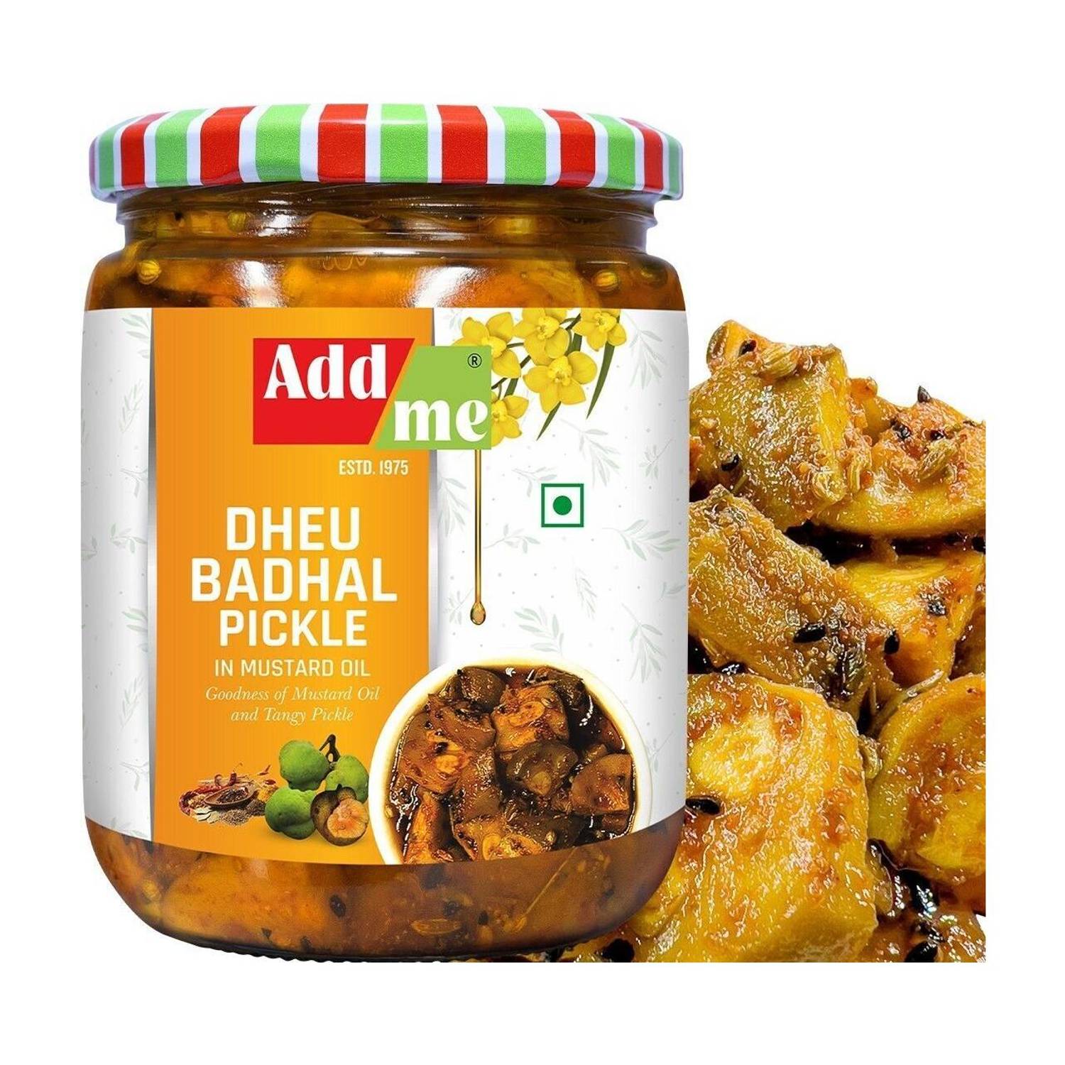 Add me Homemade Punjabi Himachali Dheu Badhal Pickle in mustard Oil 500gm Glass Pack Jackfruit Pickle