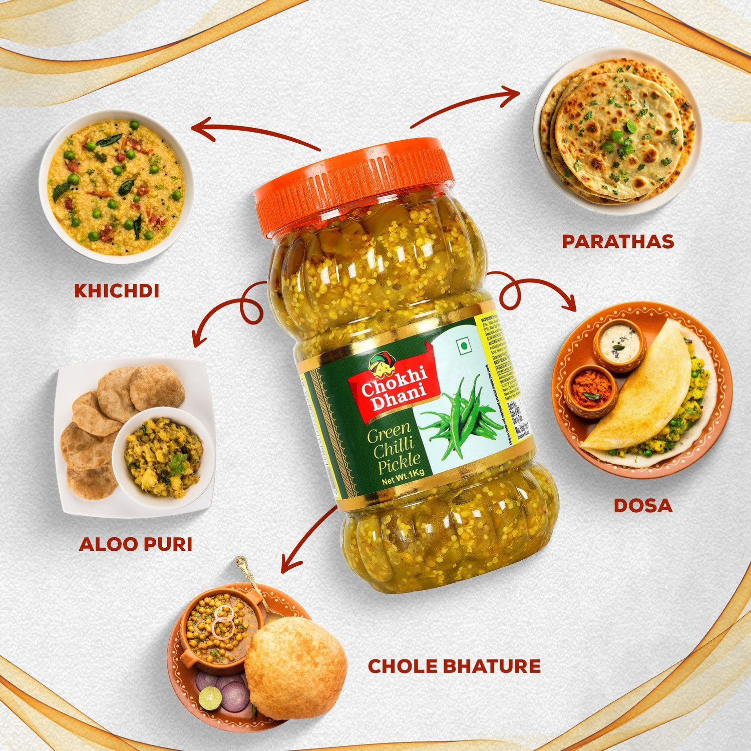 Image of Chokhi Dhani Foods Hari Mirchi Ka Achar 1 kg Green Chilli Pickle
