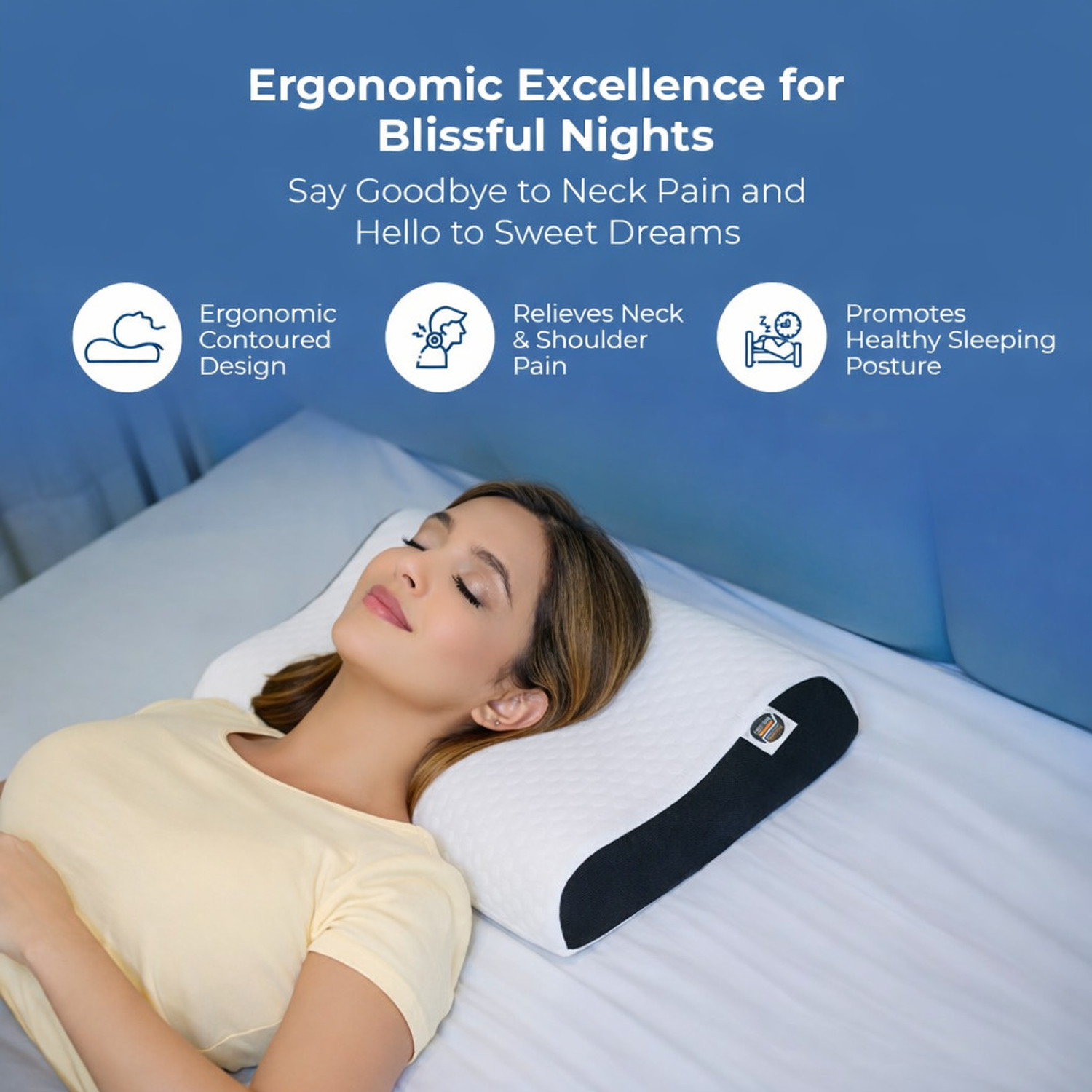Image of sleepyoga OrthoContour Memory Foam Pillow /Cervical Support Contour Pillow /NeckCare Head Support