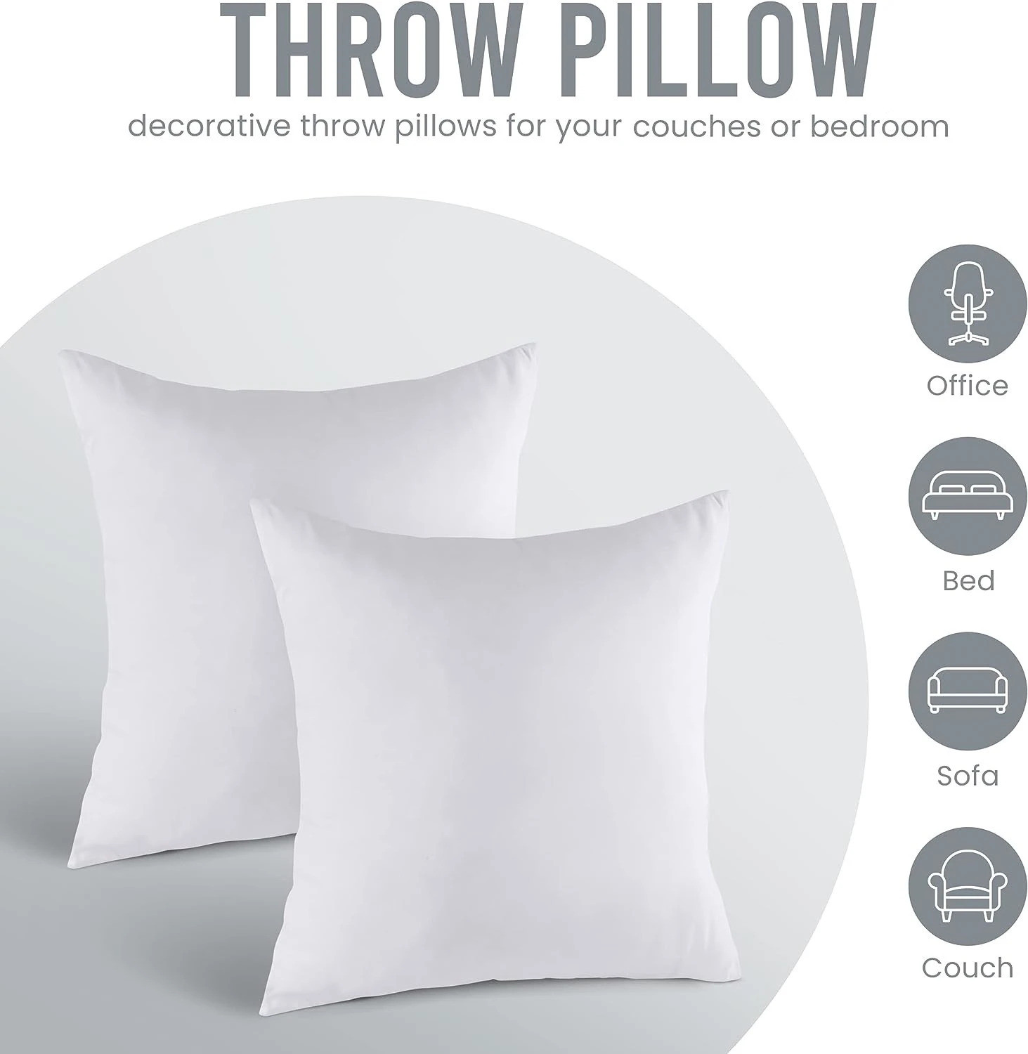 Image of VLYSIUM Polyester Fibre Cushion Pack of 6 Solid cushion 18x18 inch fillers for sofa pillow (45*45 cm)