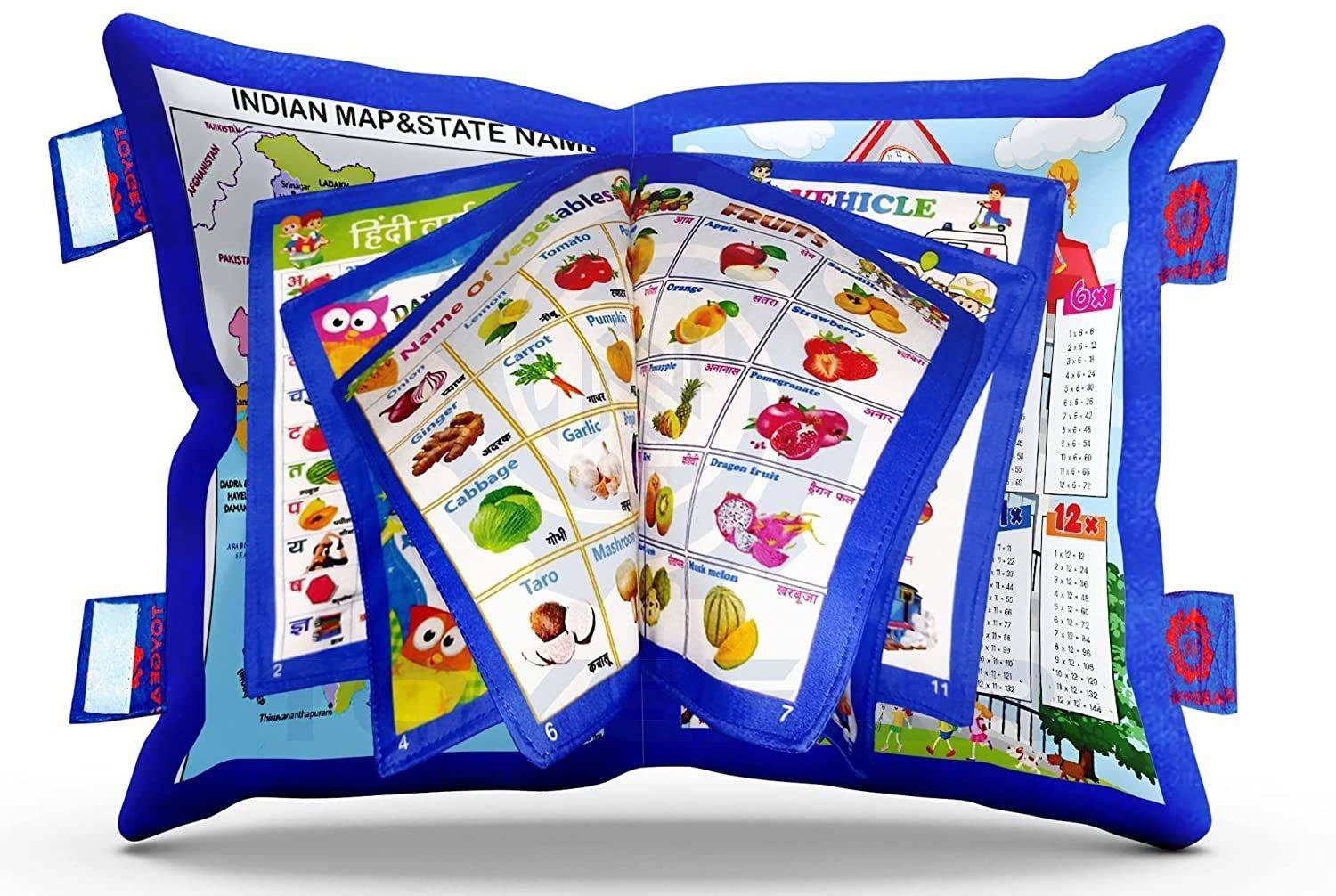 BHVMEY Alphabet Numbers Animals Cushion Baby Pillow Book for Up to 1 Year Kids