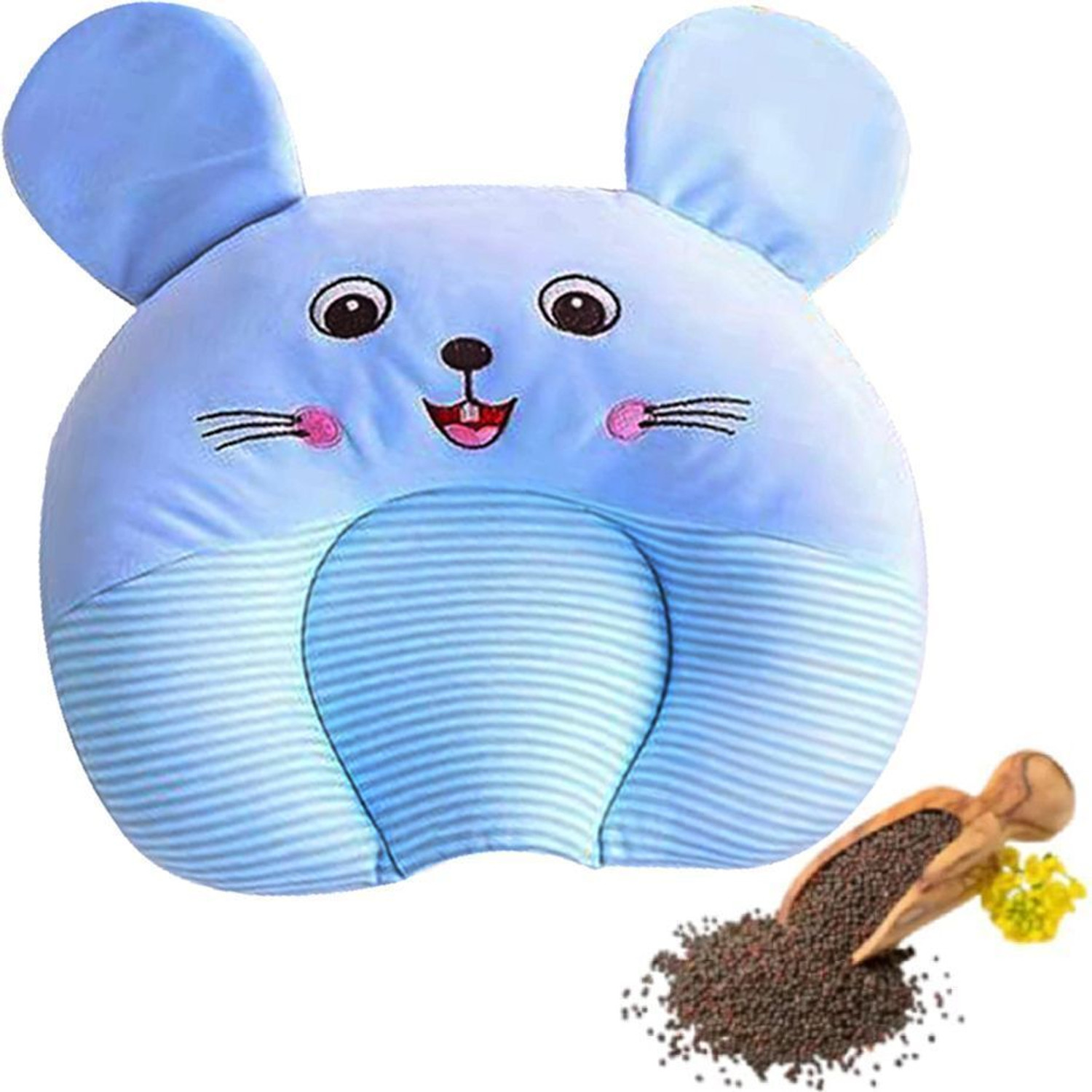 Image of Ducudu Mustard Seed Pillow for New Born Baby, Ideal for Round Head Shaping Pillow Anti-Roll Pillow,U-Shaped / Indented Pillow Mini, and Convertible crib designs