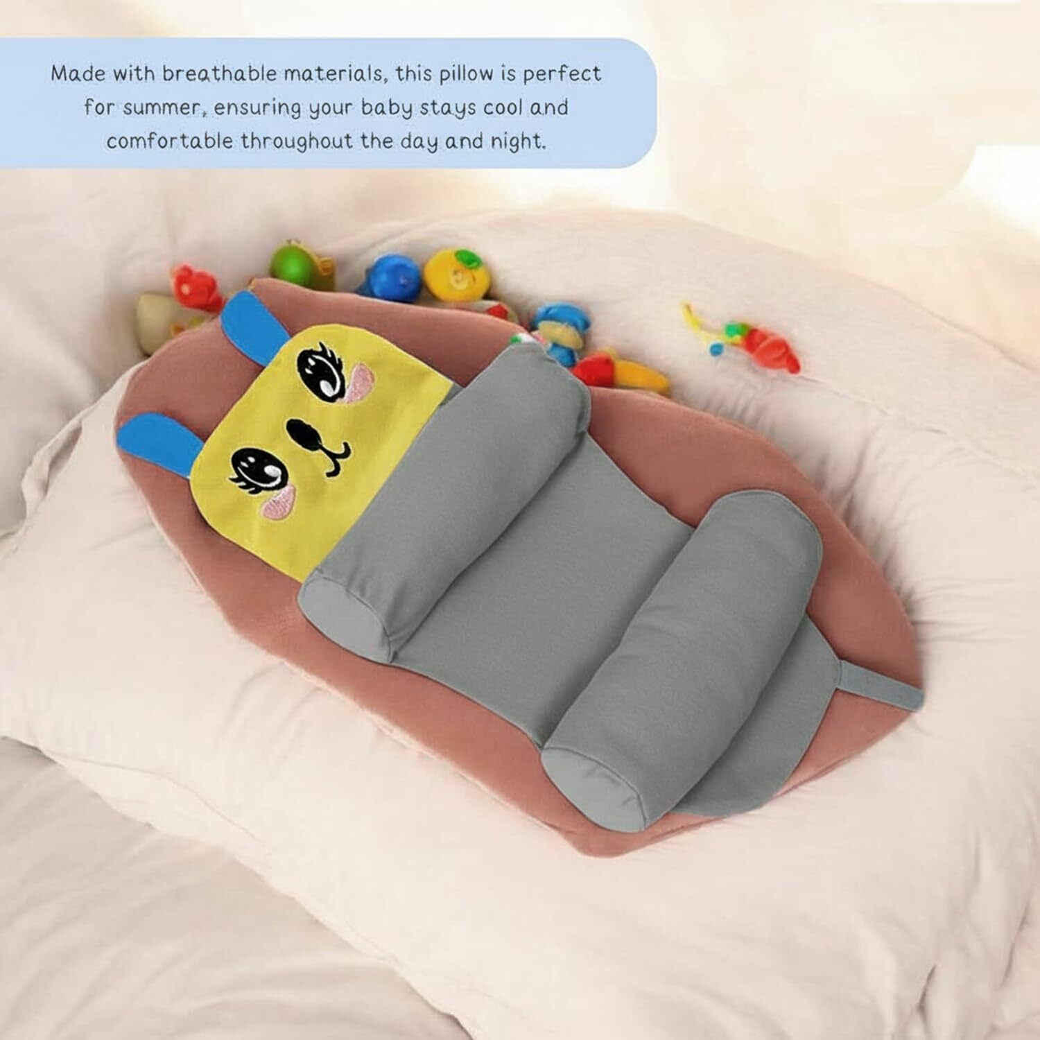 Image of Leewon Cotton Baby Pillow Pack of 1 Animals Baby Neck Pillow
