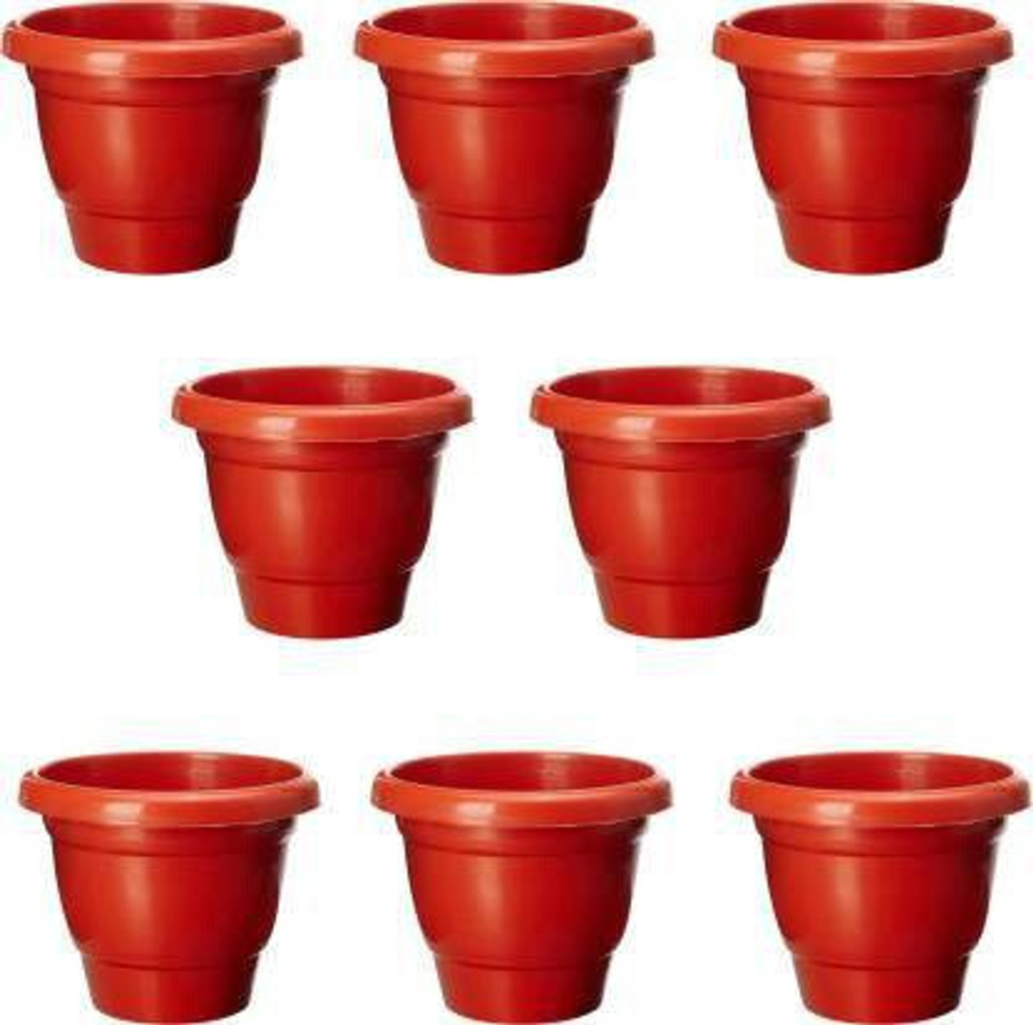 Image of Virajsanchi Enterprises 8 Inch Round Garden Plastic Planters Plant Container Set for indoor /outdoor pot Plant Container Set