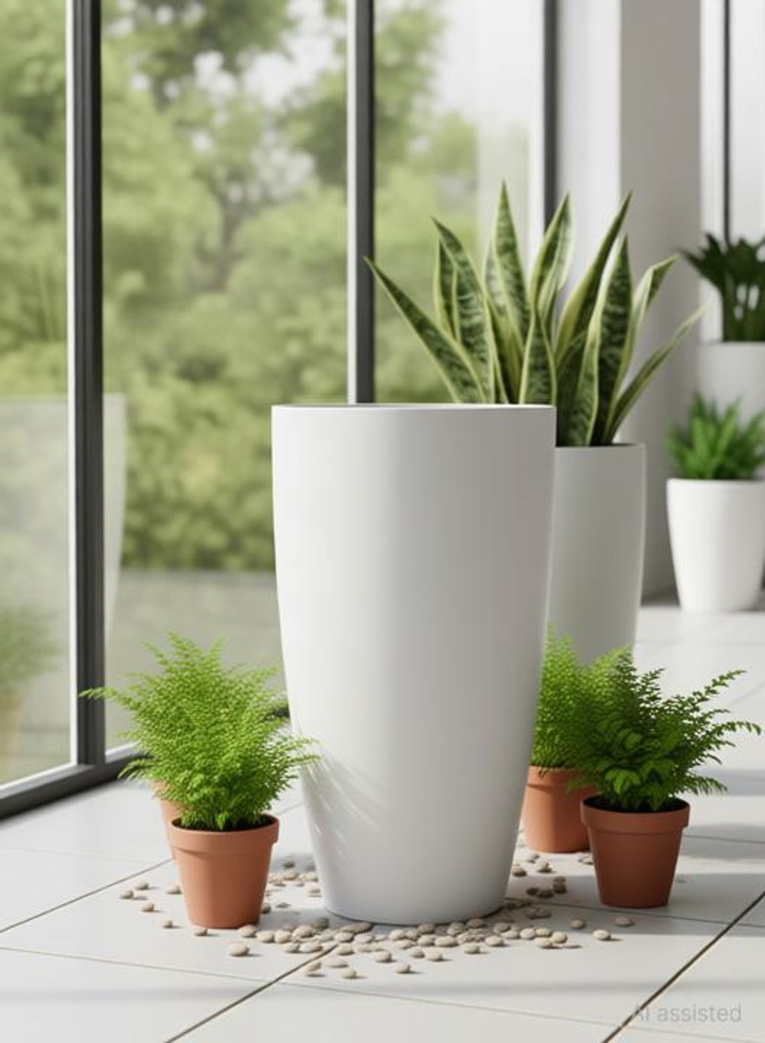 Image of Plantque Tower Pot 14 inch Flower Pots for Home & Office Garden Balcony Plant Container Set