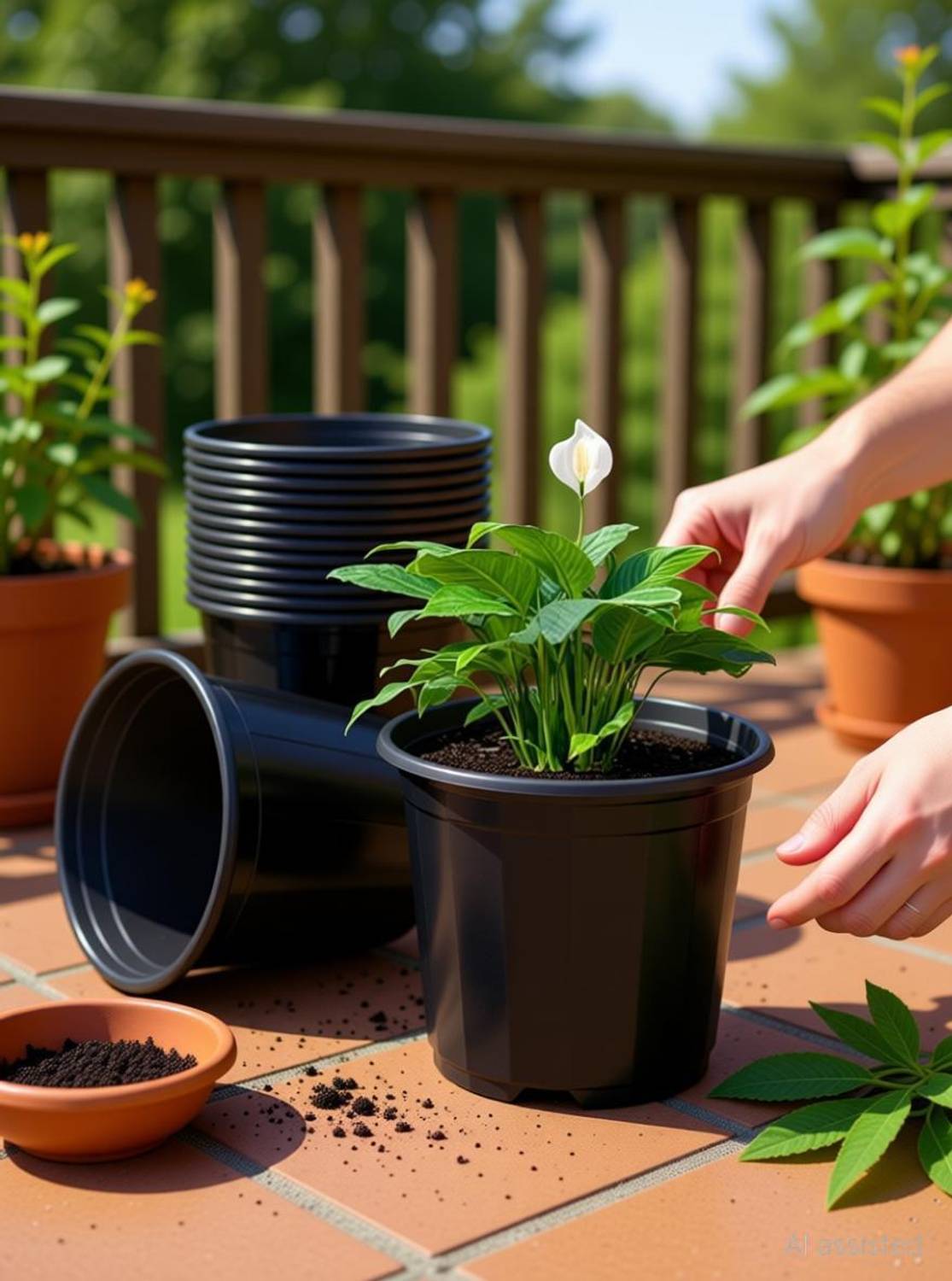 Gardeningwala 6 inch Black Plant Pot - Image 3