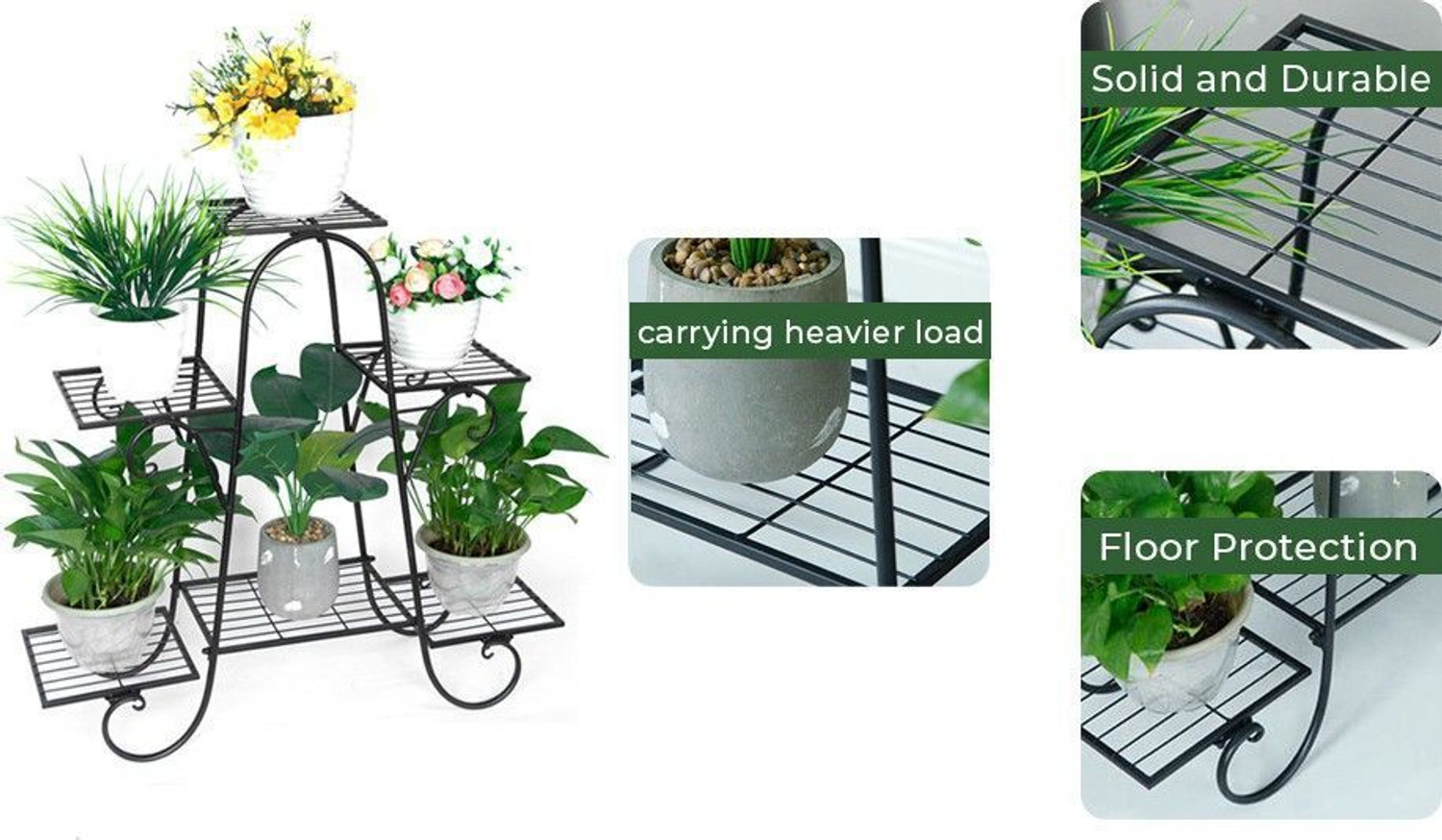 Image of OKASHA Elegant Iron Plant / Pot / Gamla Stand, Indoor (WITHOUT POTS) Plant Container Set