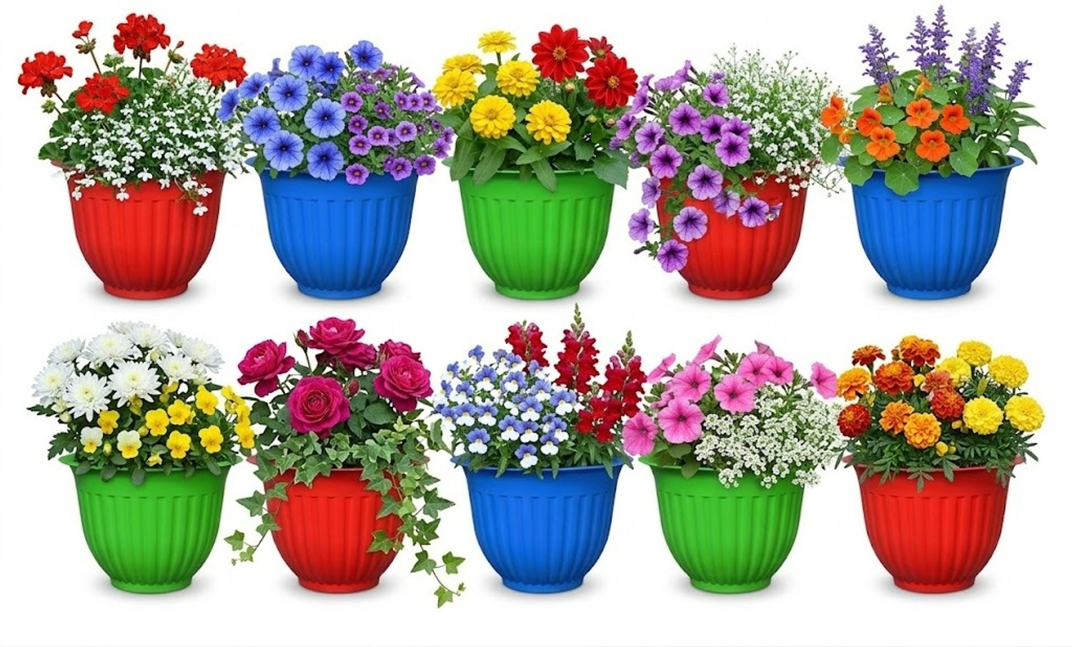 Image of Picvel Stylish Gardening Planter Indoor Outdoor Home Office Planter Flower Pots Plant Container Set