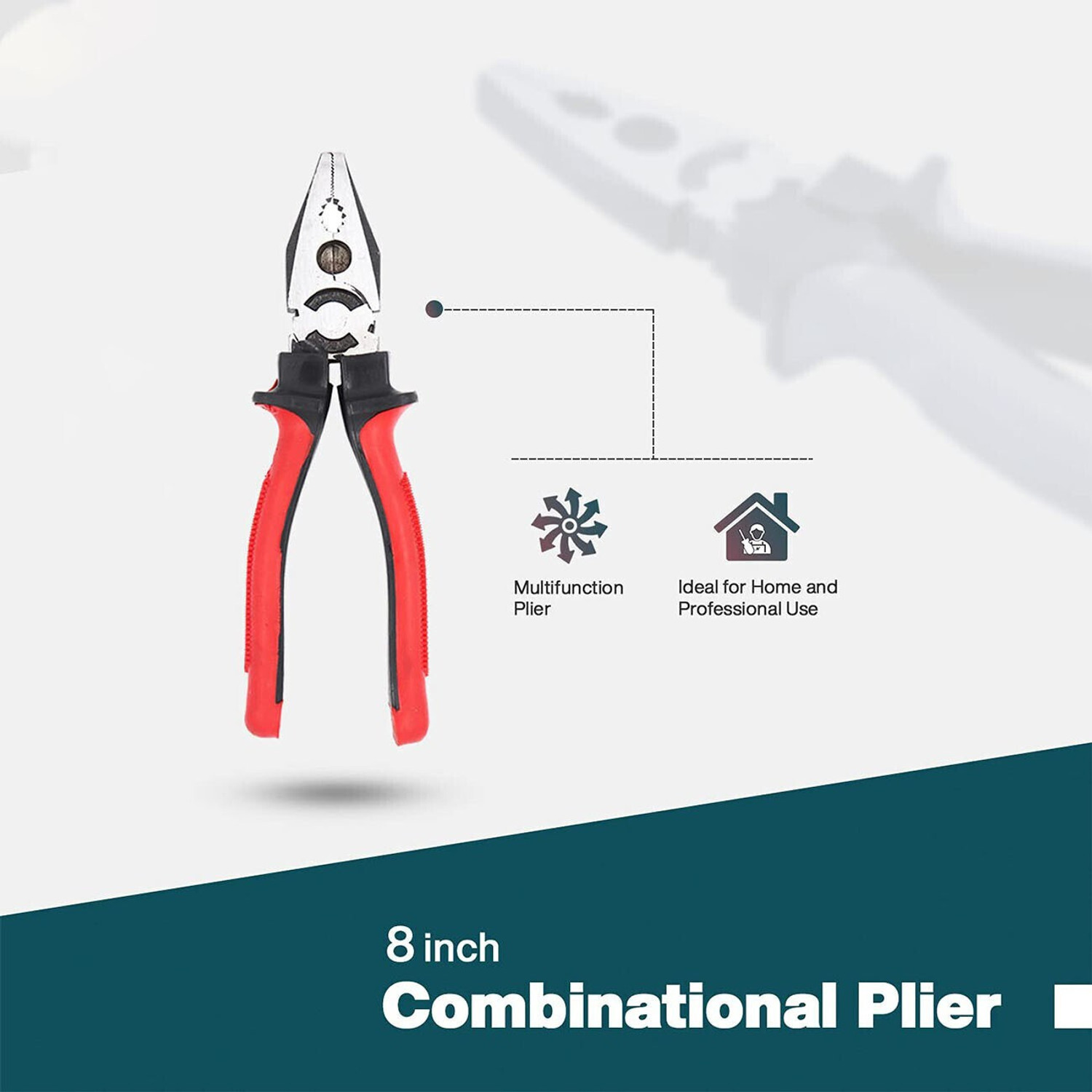 Image of GrabMoor HT36 8 inchinch Plier with 6 Inch Nose Plier Wire Cutter Line Tester Screwdriver Lineman Plier