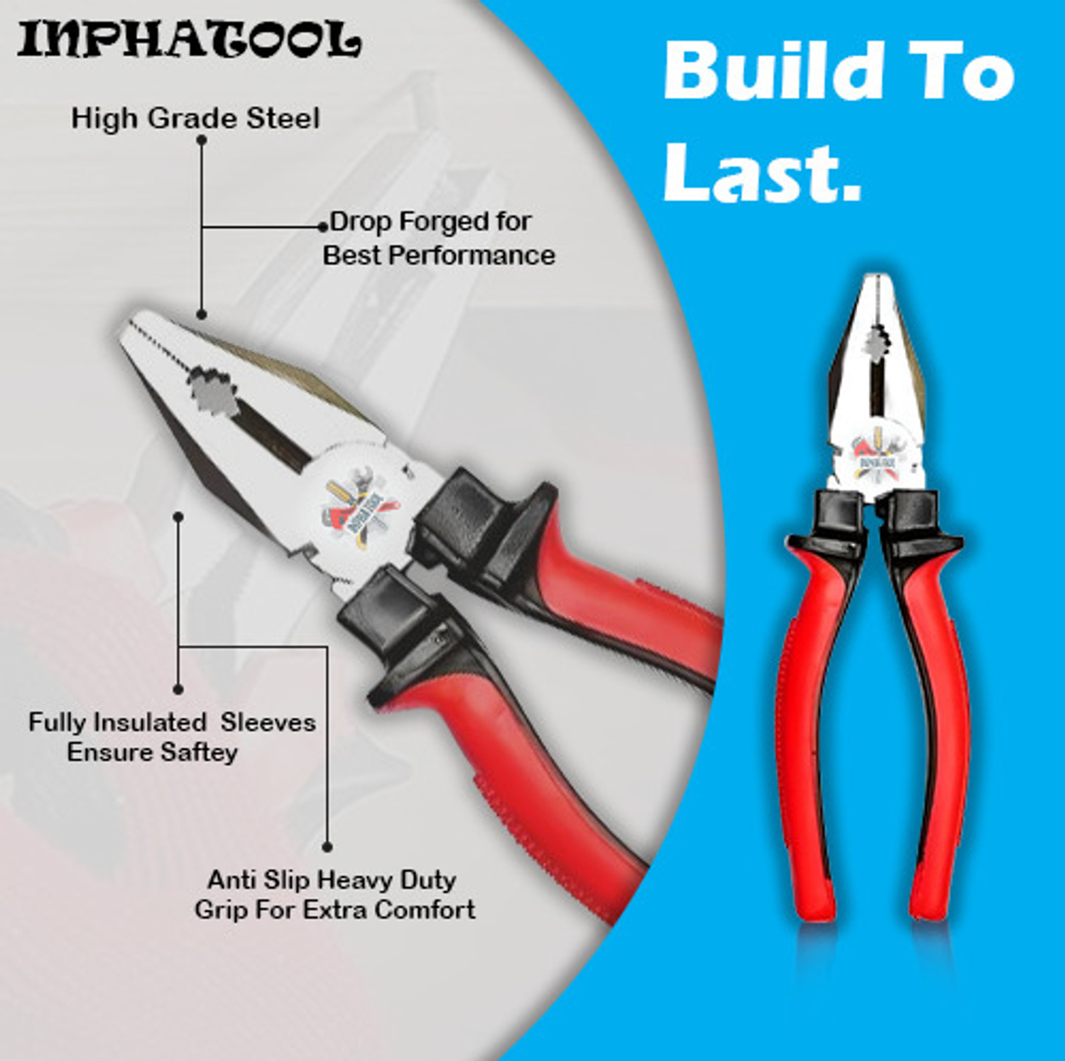 Image of ARQEST Plier with Wire Cutter, Tester, 2in1 Screwdriver, Claw Hammer Power & Hand Tool Kit