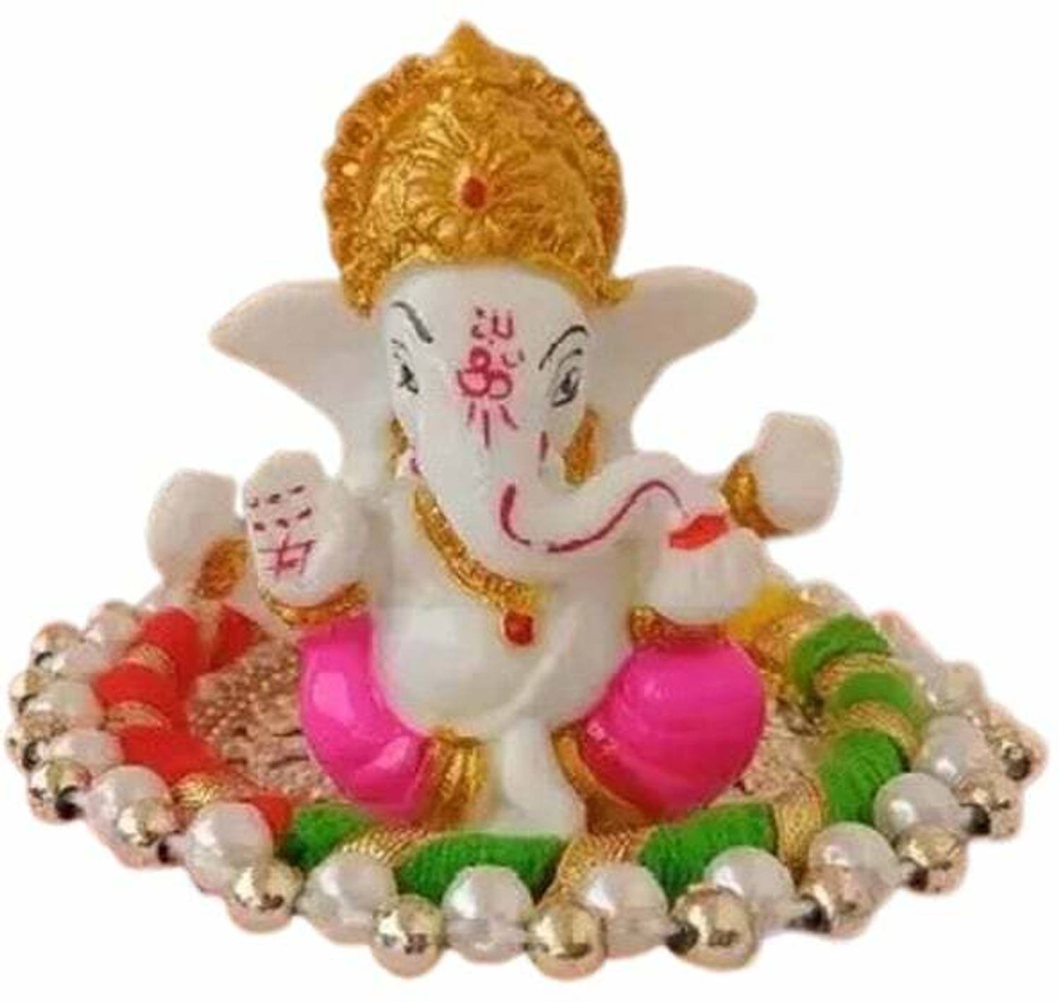 Aashirwad Creations Ganpati Haldi Kumkum Stand for Temple/Rakhi/Home/Return Gift Pooja Thali Set Gold Plated
