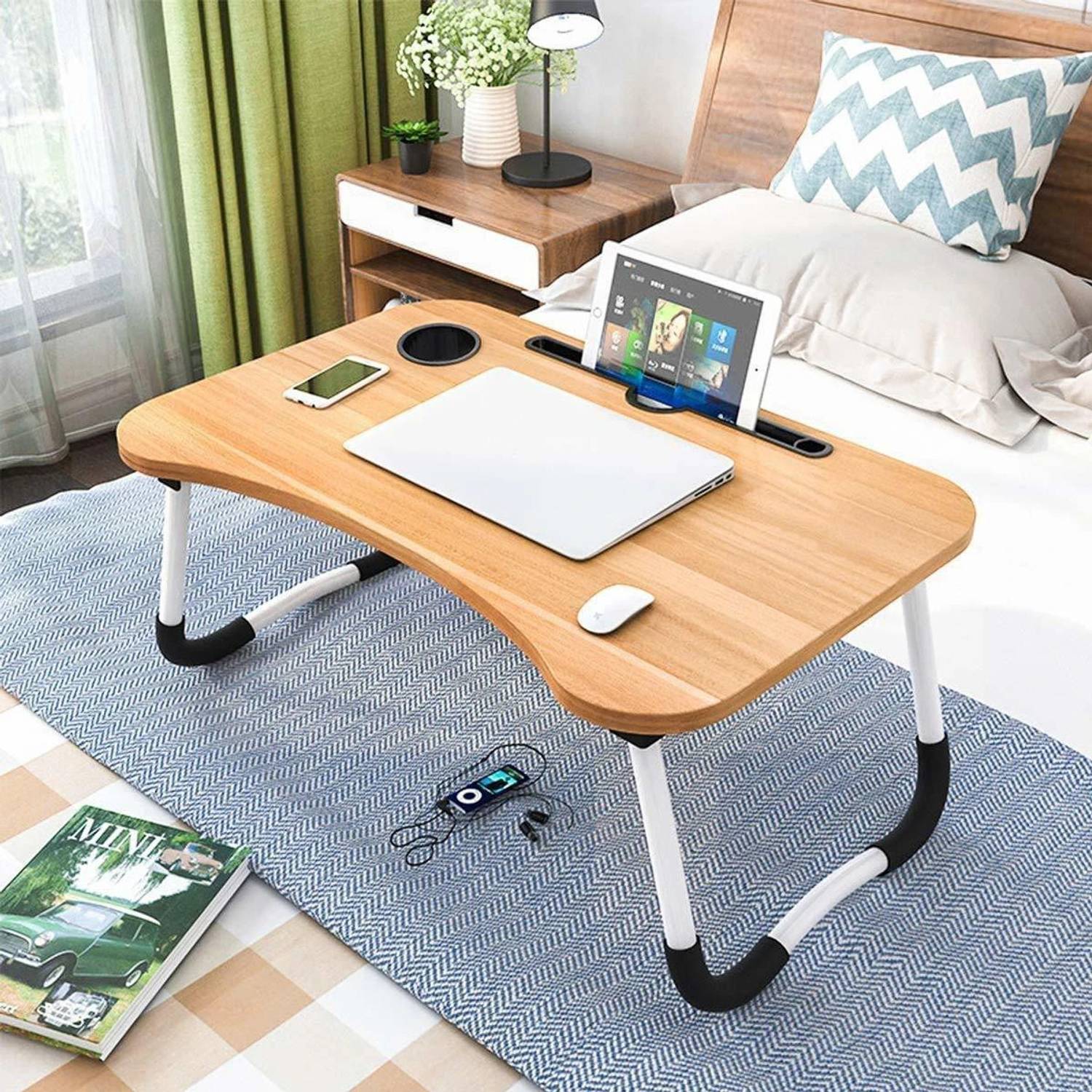 FurniGully Study Table for Students Wood Portable Laptop Table Rs. 222 - Flipkart