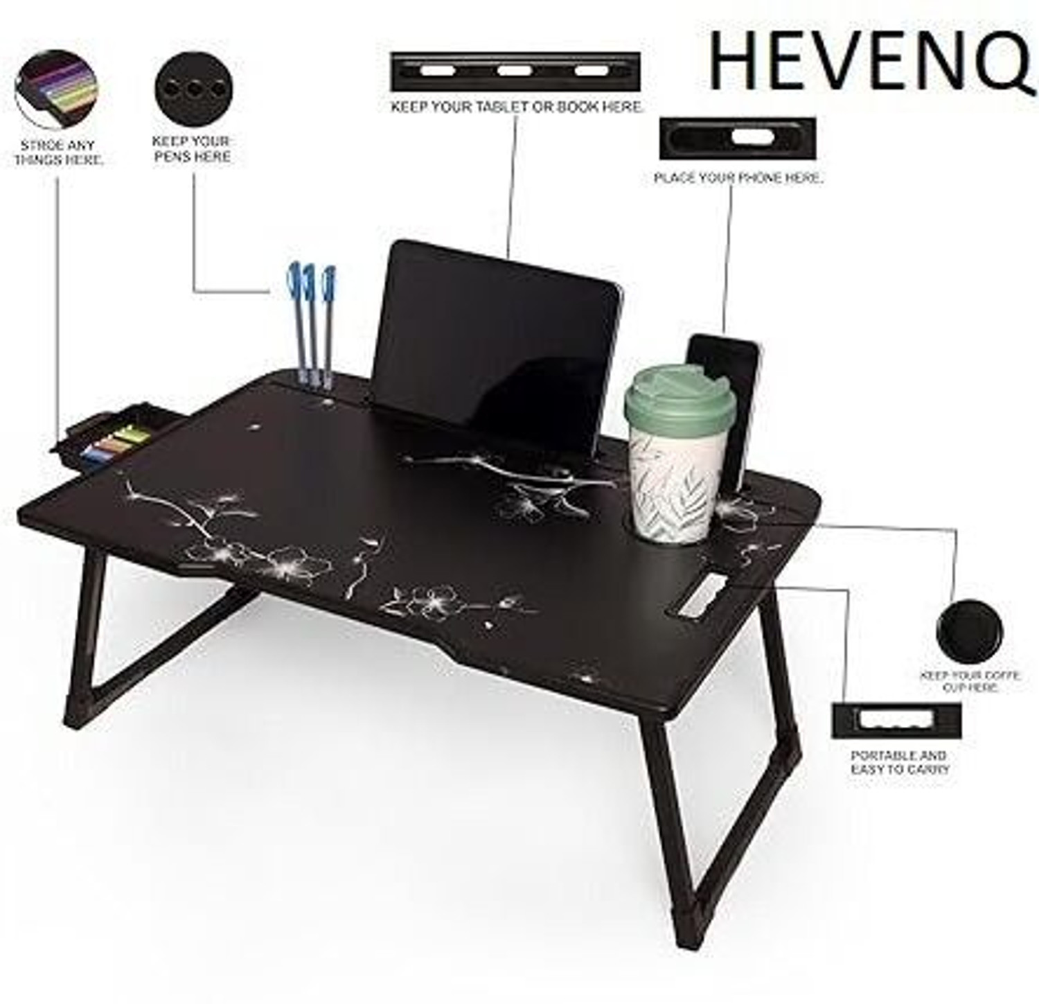 Image of hevenq Wood Portable Laptop Table